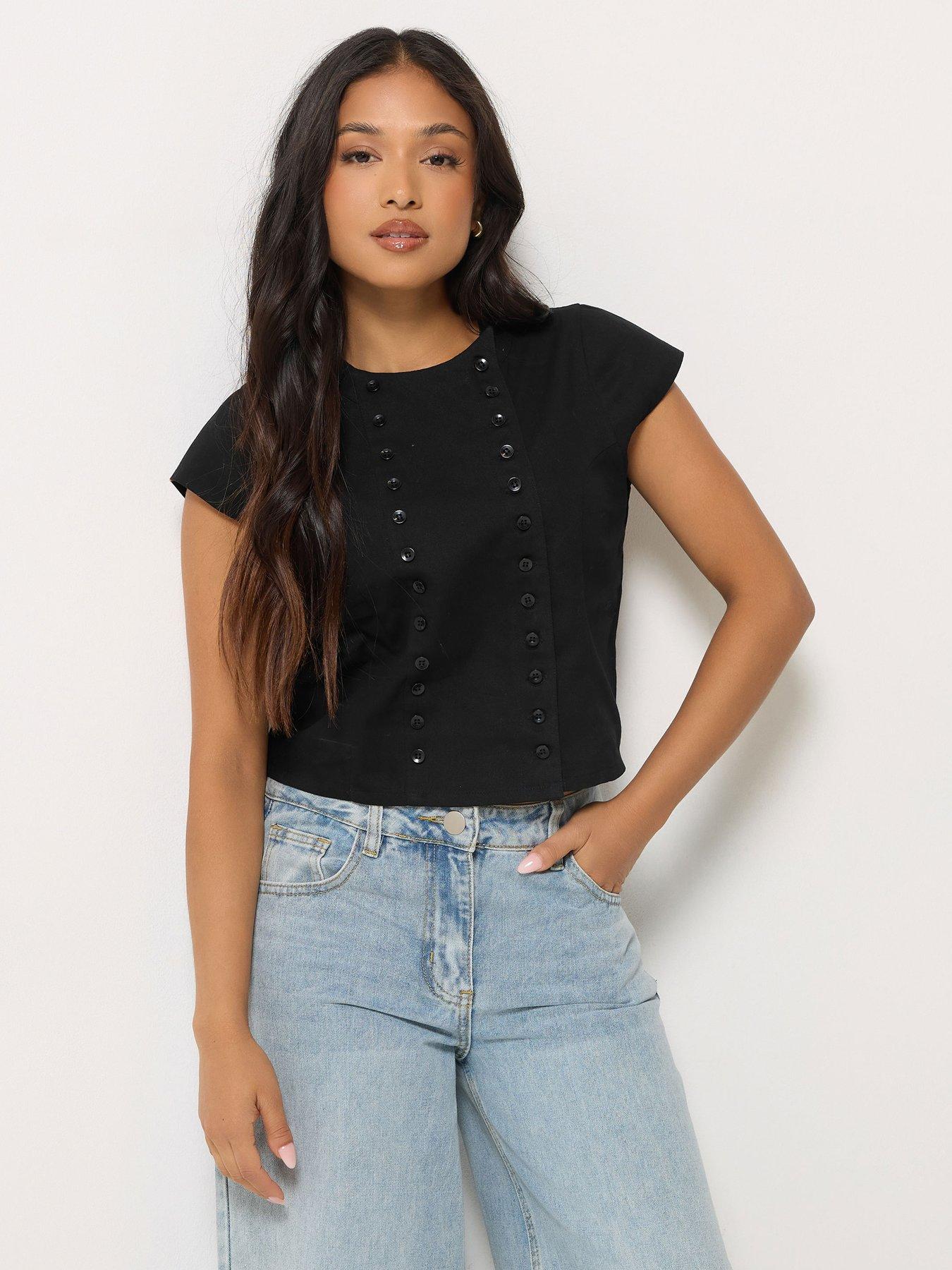 Image 1 of 4 of PixieGirl Petite Double Breast Button Top