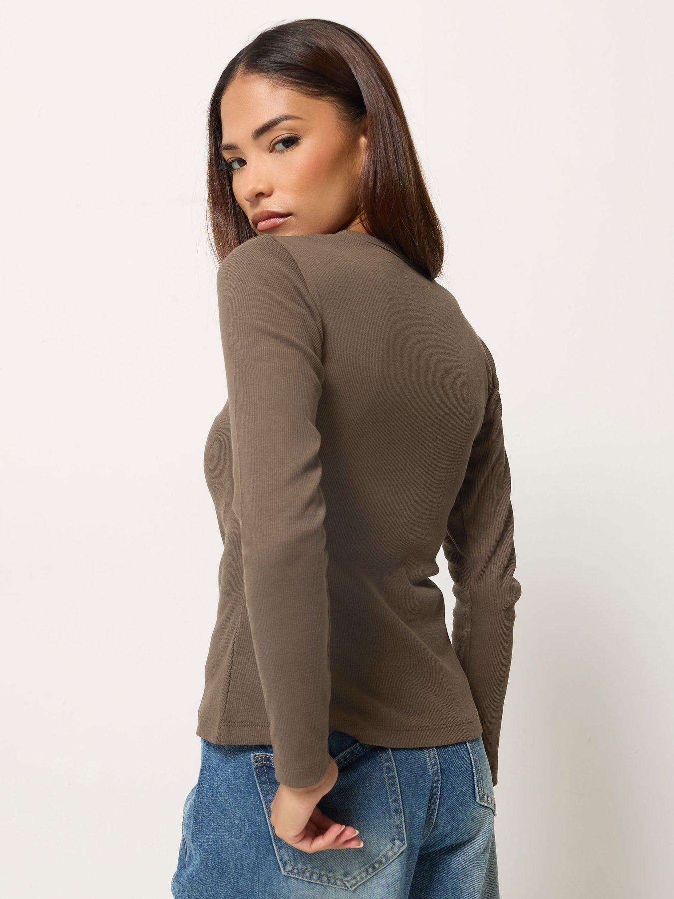 Image 2 of 4 of Yours Petite 2 Pack Long Sleeve Button Thru Top