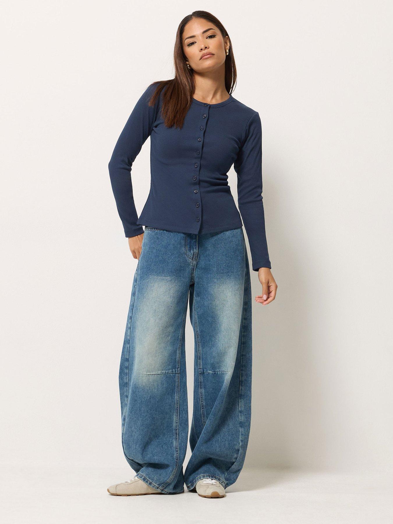 Image 4 of 4 of Yours Petite 2 Pack Long Sleeve Button Thru Top