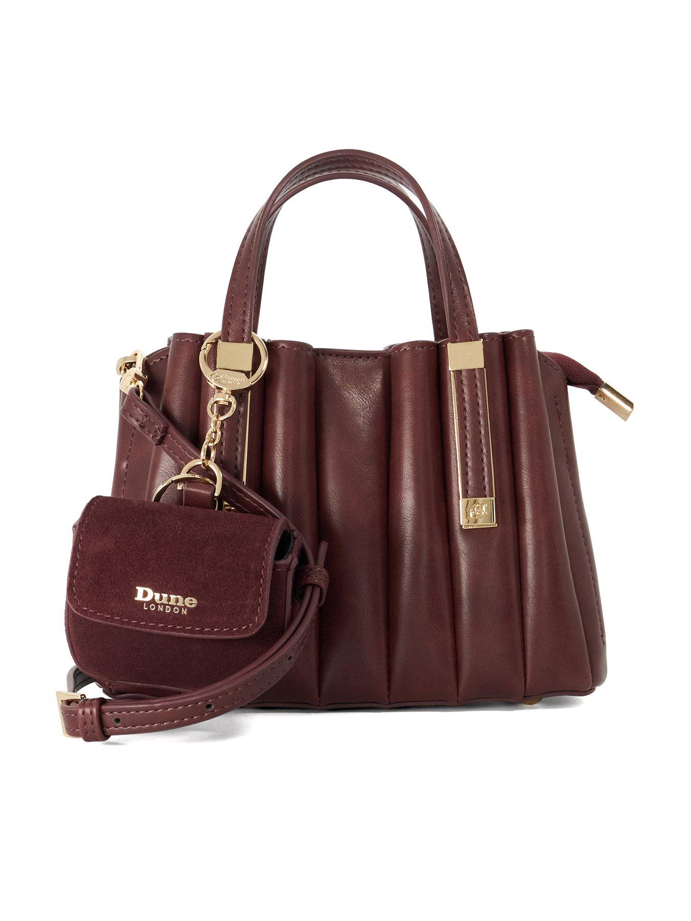 Image 1 of 5 of Dune London Womens Dinkydolly Pleated Detachable Strap Grab Bag - Burgundy