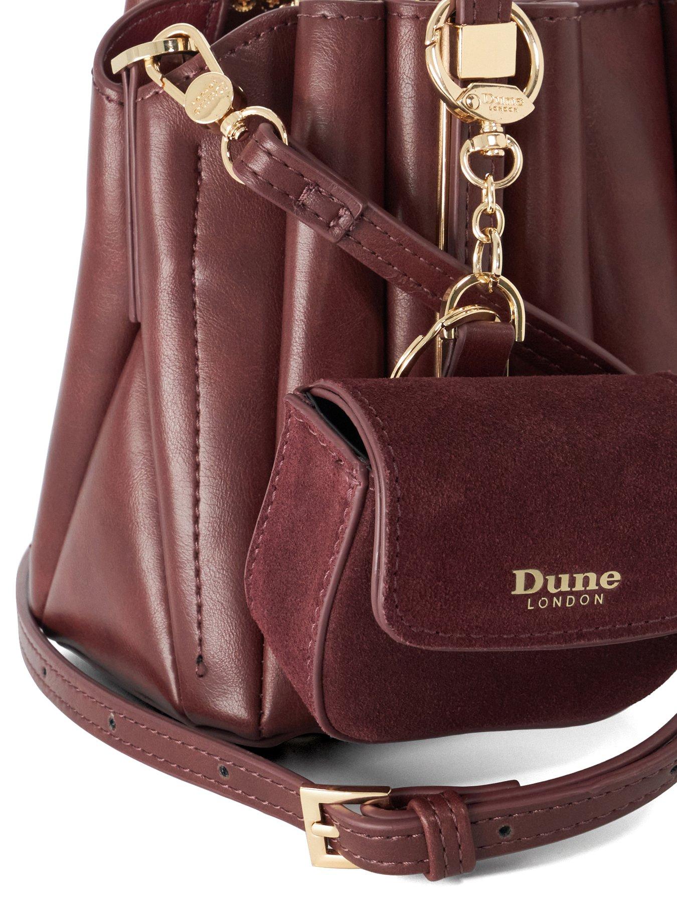 Image 2 of 5 of Dune London Womens Dinkydolly Pleated Detachable Strap Grab Bag - Burgundy