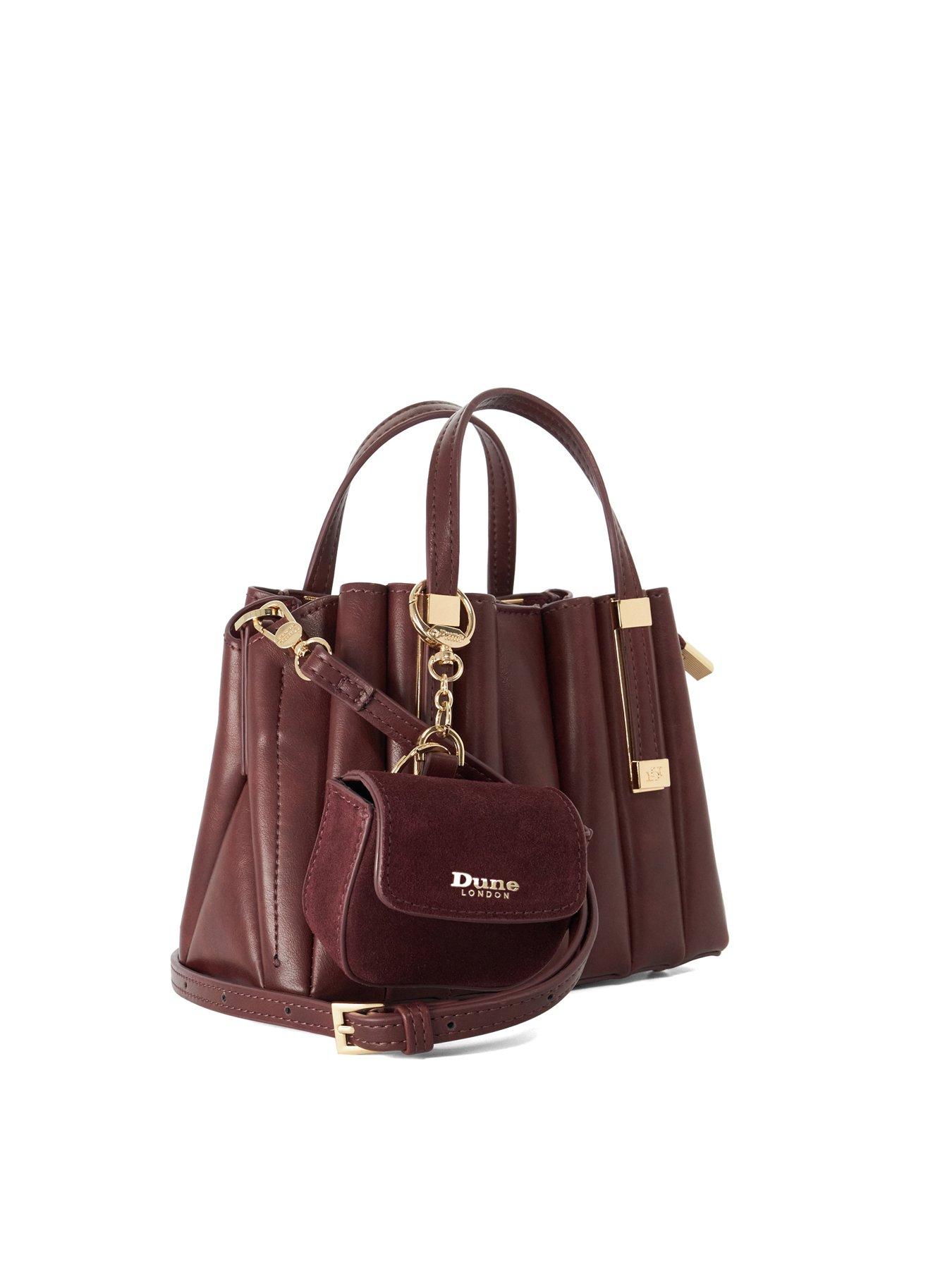 Image 3 of 5 of Dune London Womens Dinkydolly Pleated Detachable Strap Grab Bag - Burgundy