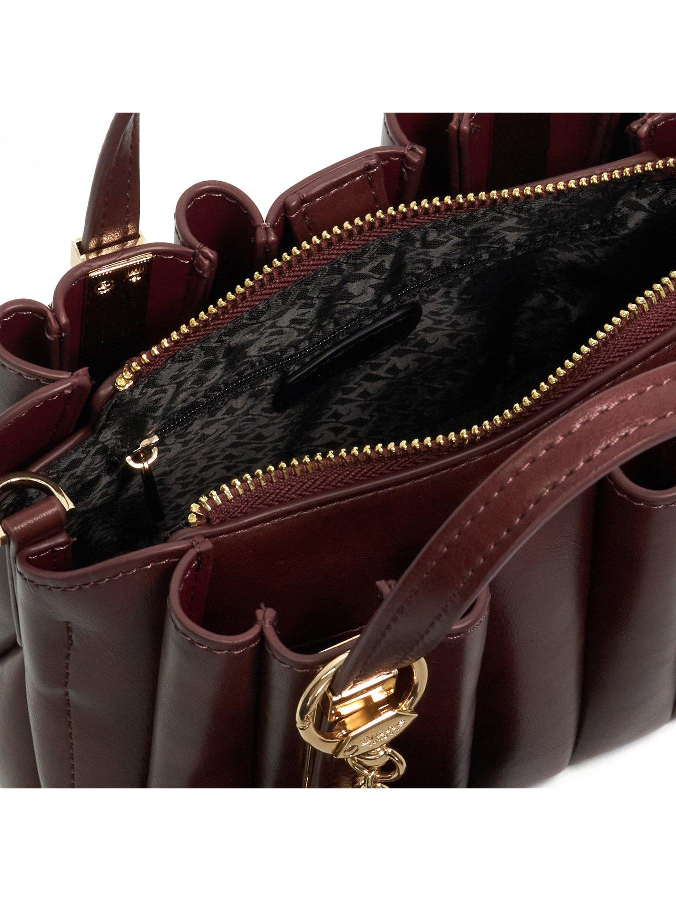 Image 4 of 5 of Dune London Womens Dinkydolly Pleated Detachable Strap Grab Bag - Burgundy