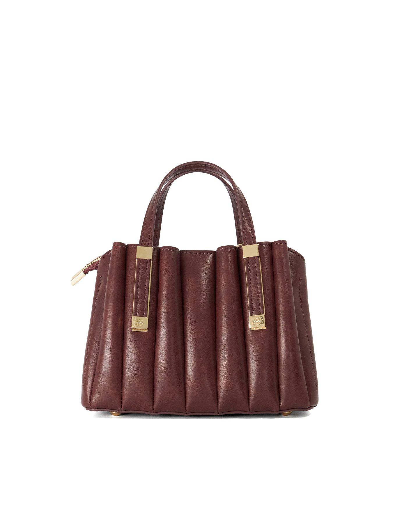 Image 5 of 5 of Dune London Womens Dinkydolly Pleated Detachable Strap Grab Bag - Burgundy