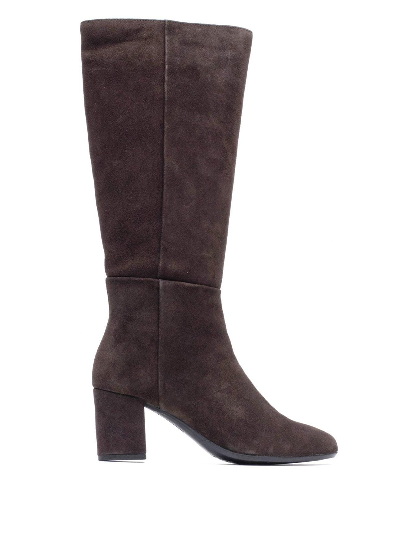 Hush Puppies Women's Brown Oprah Suede Long Leather Mocha Heeled Knee High Boots Uk Size 8 - Image 5