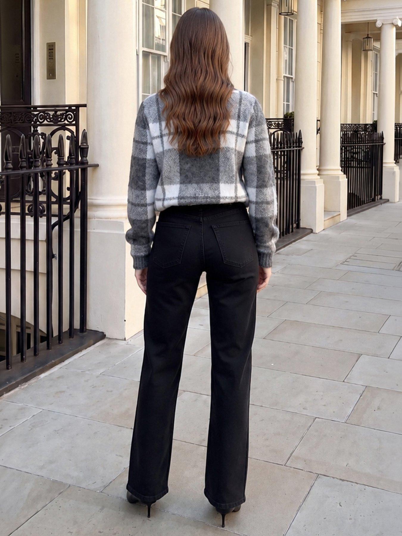 Image 2 of 4 of AX Paris Womens Brushed Check Crew Neck Jumper - Grey