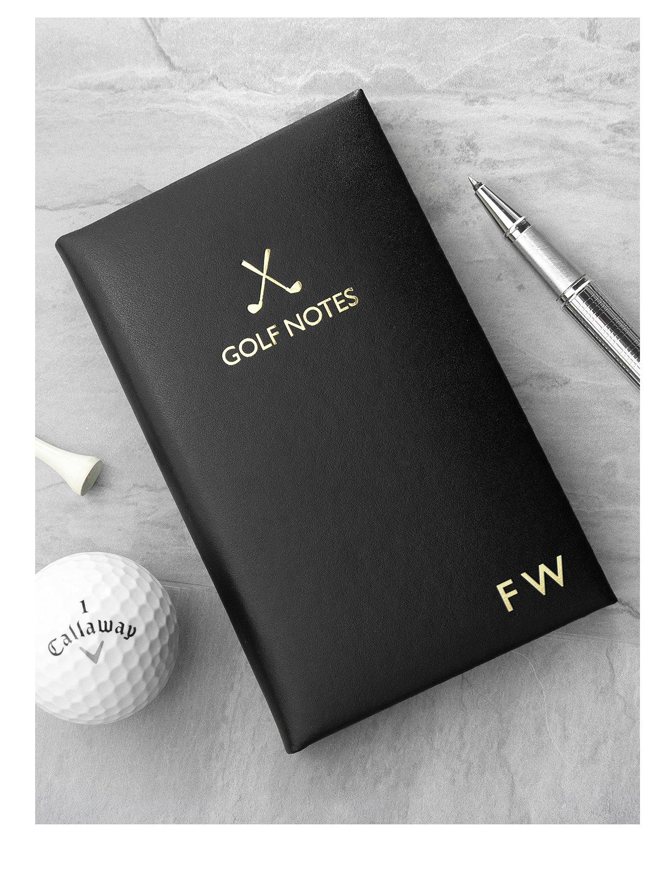 Image 1 of 5 of Treat Republic Personalised Black Leather Golf Notebook