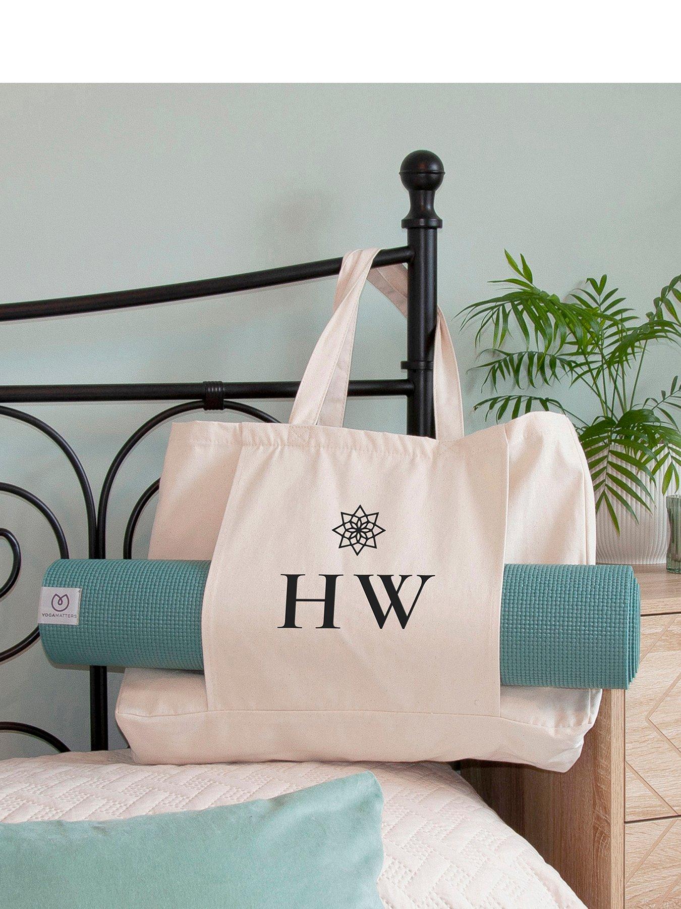 Image 1 of 5 of Treat Republic Monogrammed Organic Yoga Tote Bag in Natural