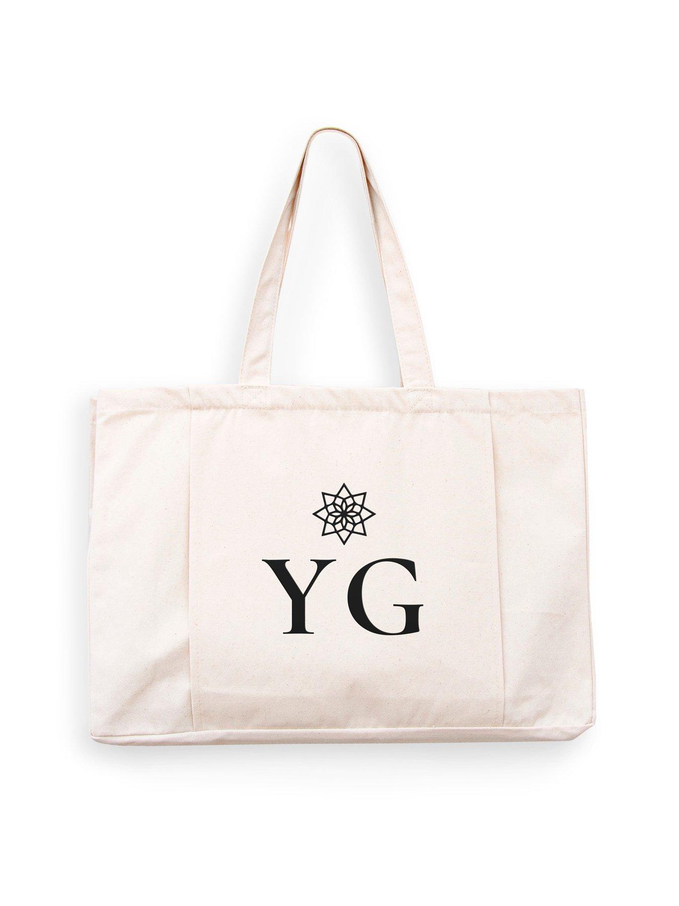 Image 5 of 5 of Treat Republic Monogrammed Organic Yoga Tote Bag in Natural