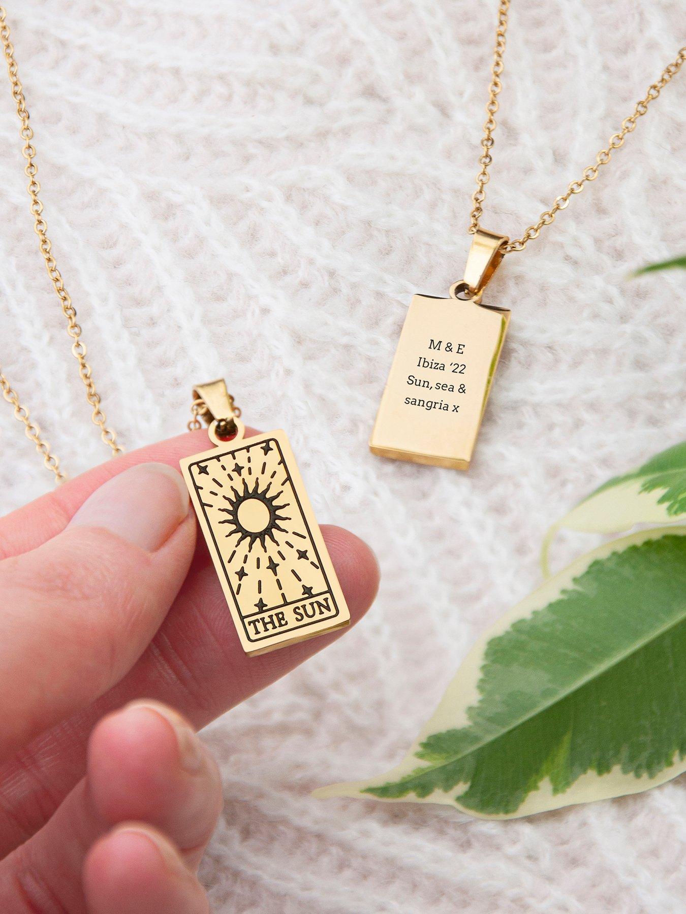 Image 3 of 5 of Treat Republic Personalised Gold Plated Sun Tarot Card Necklace