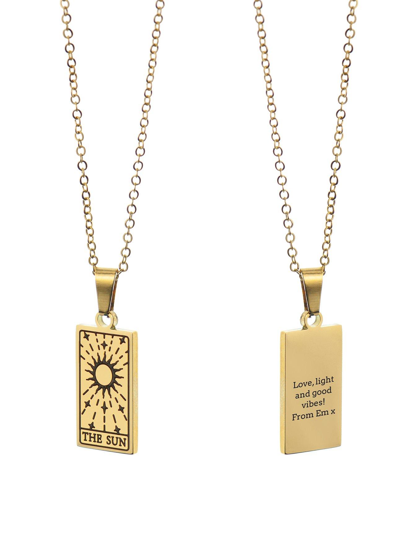 Image 5 of 5 of Treat Republic Personalised Gold Plated Sun Tarot Card Necklace