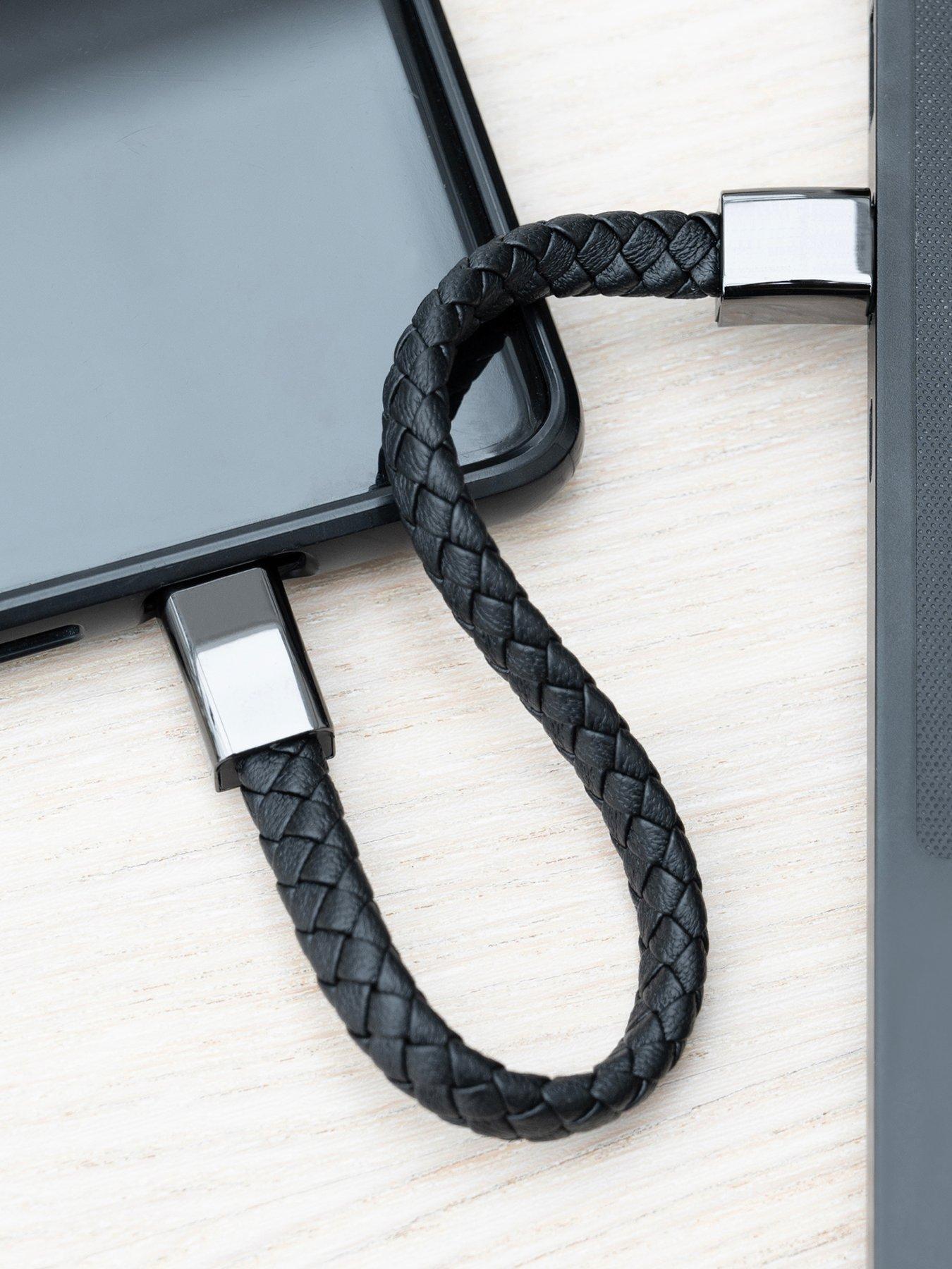 Image 4 of 5 of Treat Republic Personalised Men's Secret Message USB Charger Bracelet in Black