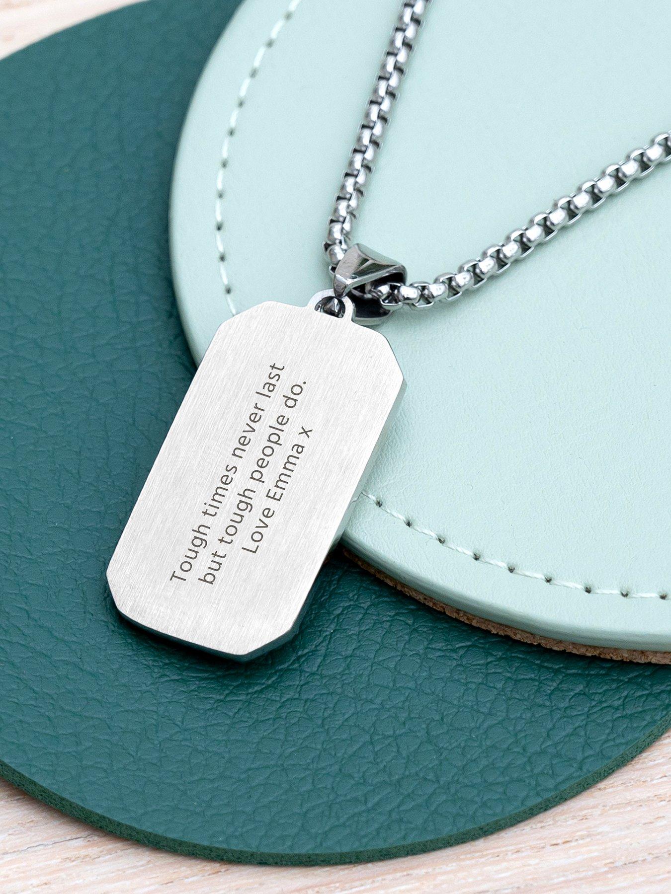 Image 4 of 5 of Treat Republic Personalised Men's Contemporary Silver Tone Dog Tag Necklace