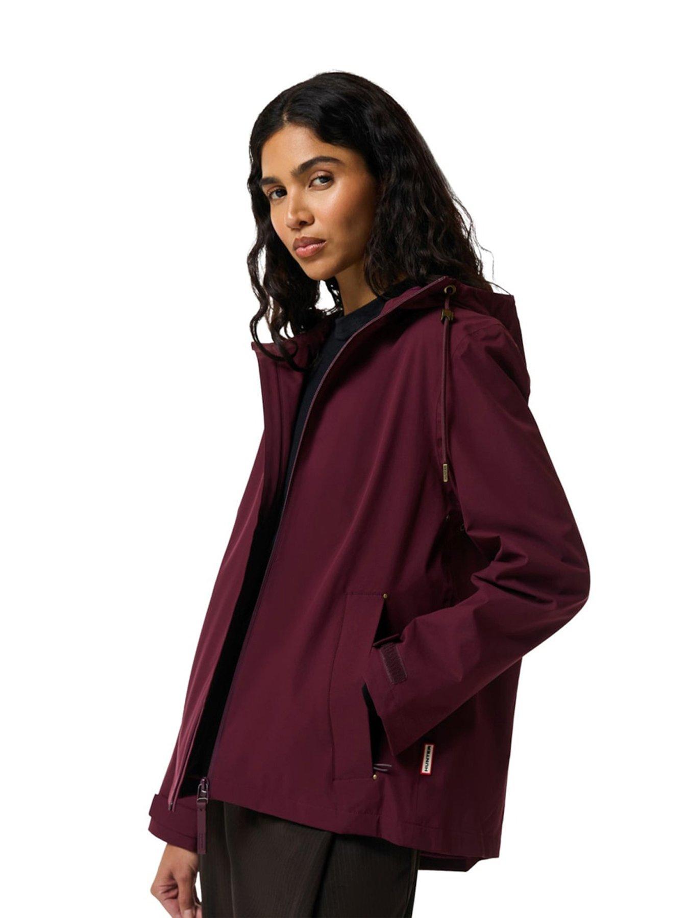 Hunter Original Lightweight Waterproof Sealed Seams Hooded Jacket, Red, Size L, Women