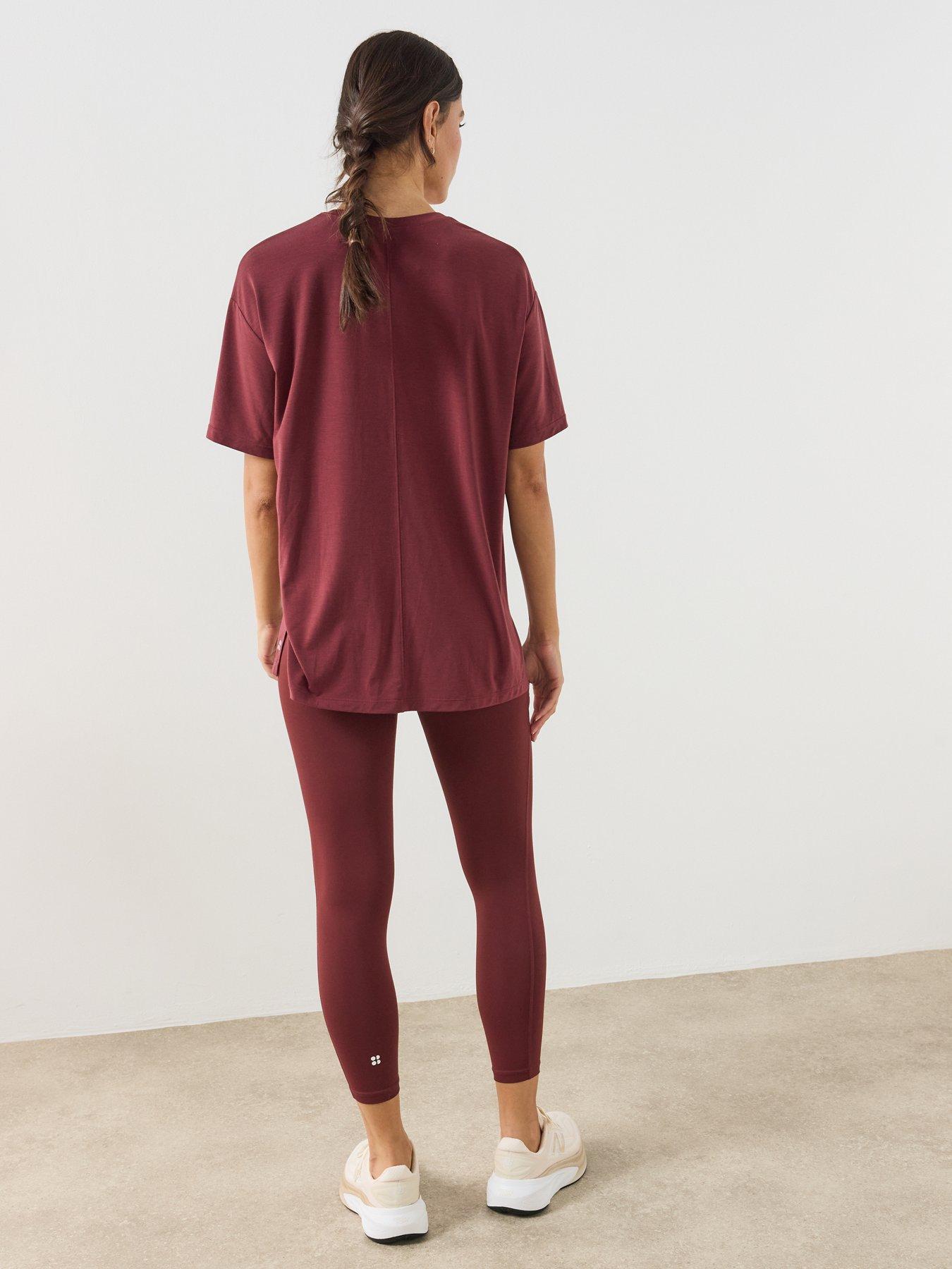 Image 3 of 6 of Sweaty Betty Womens Training Soft Flow Studio Longline Stretch T-Shirt - Red