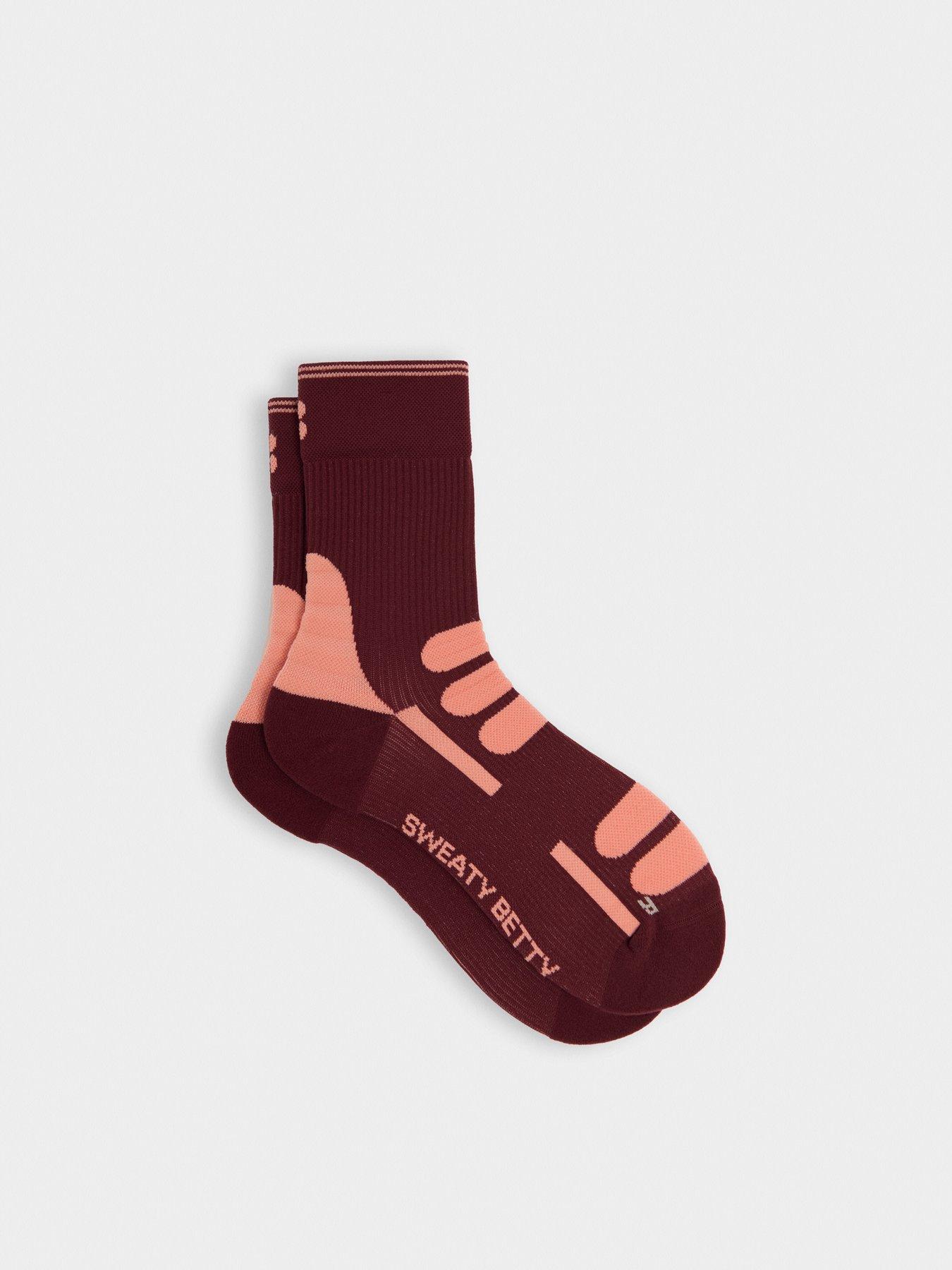 Image 2 of 3 of Sweaty Betty Womens Extra Mileage Ribbed Support Mid-Calf Running Socks - Red