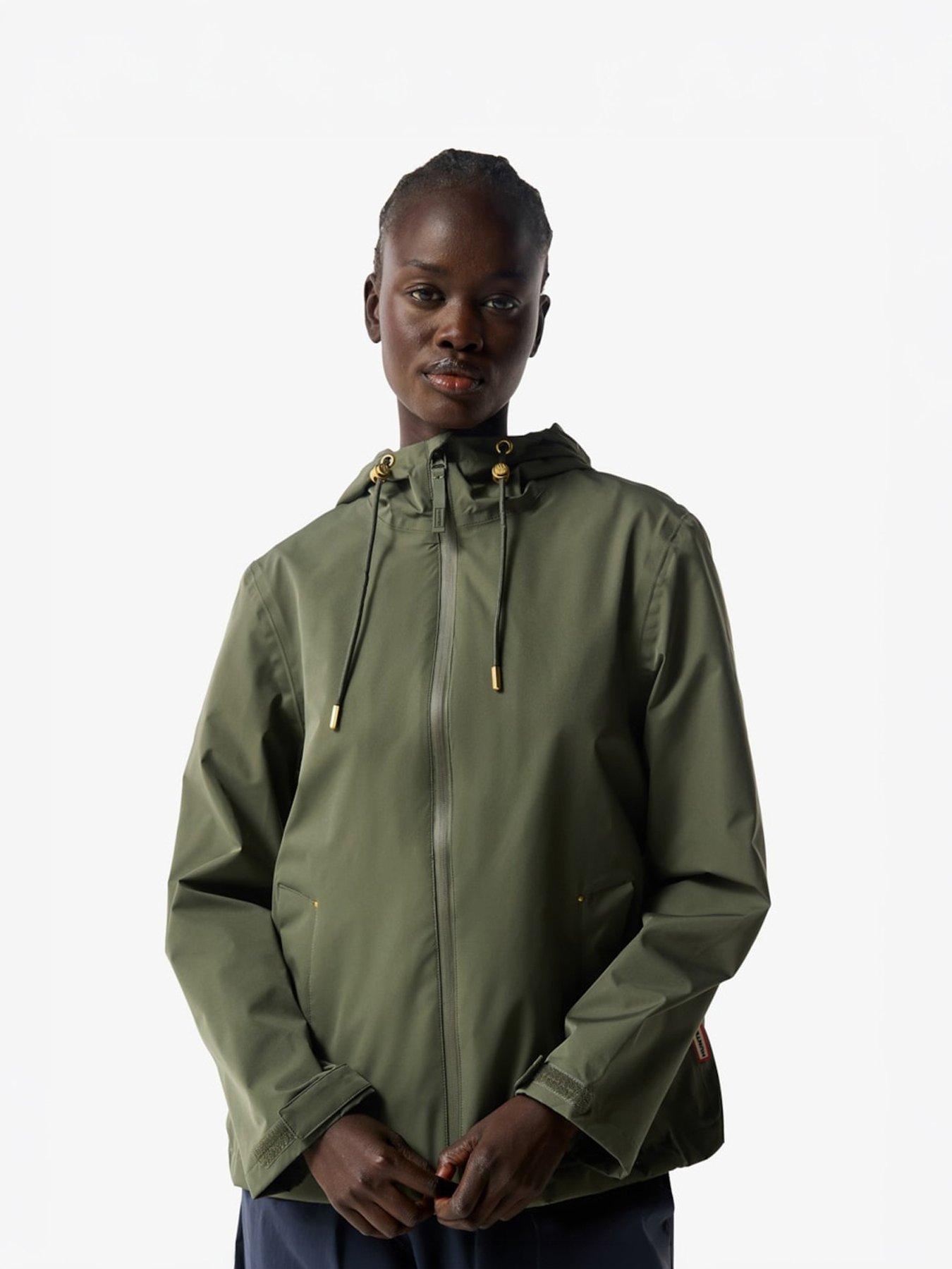 Hunter Original Lightweight Waterproof Jacket, Dark Green, Size L, Women