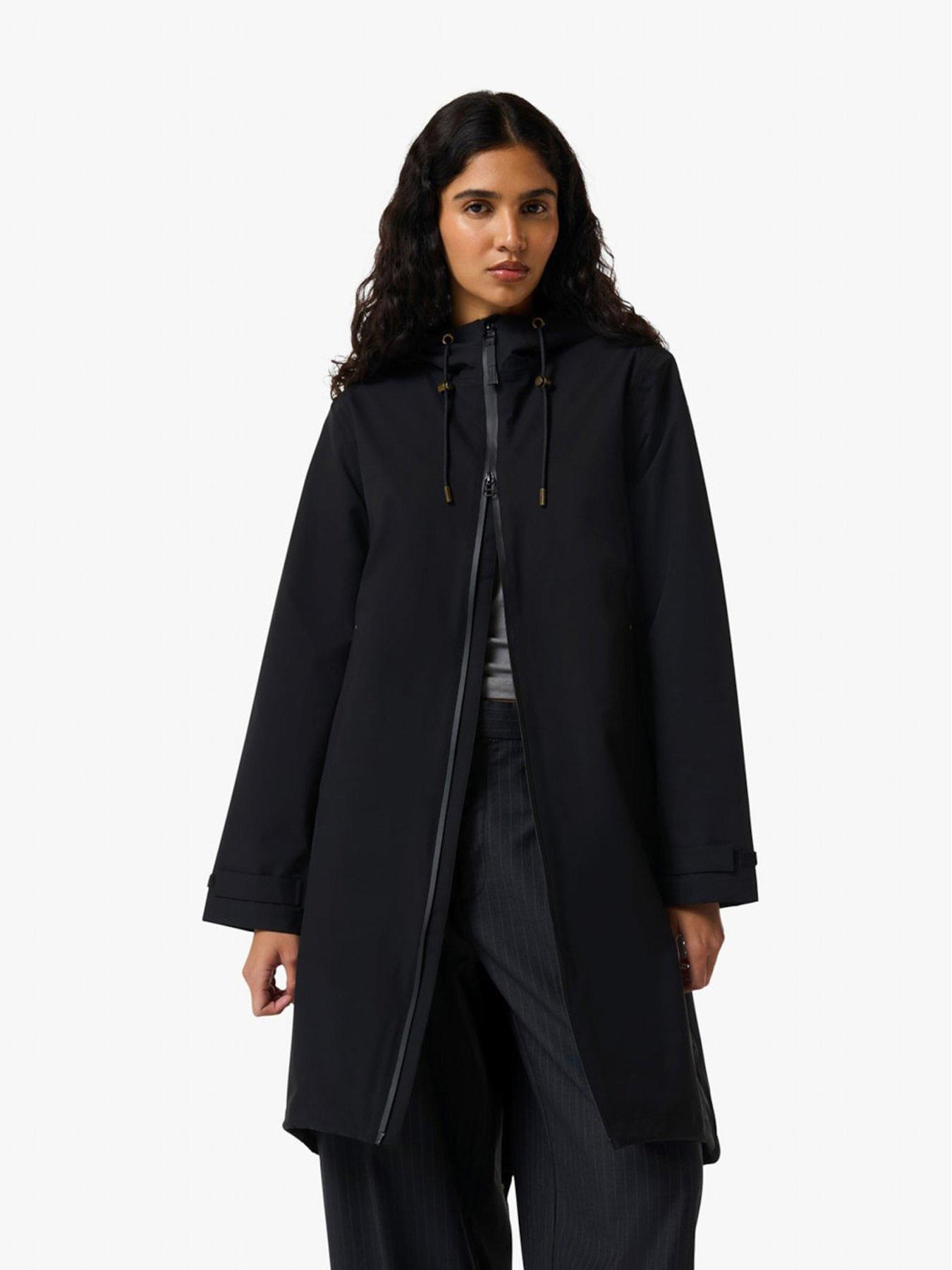 Image 1 of 5 of Hunter Womens Originals Long Waterproof Standard Fit Jacket - Black