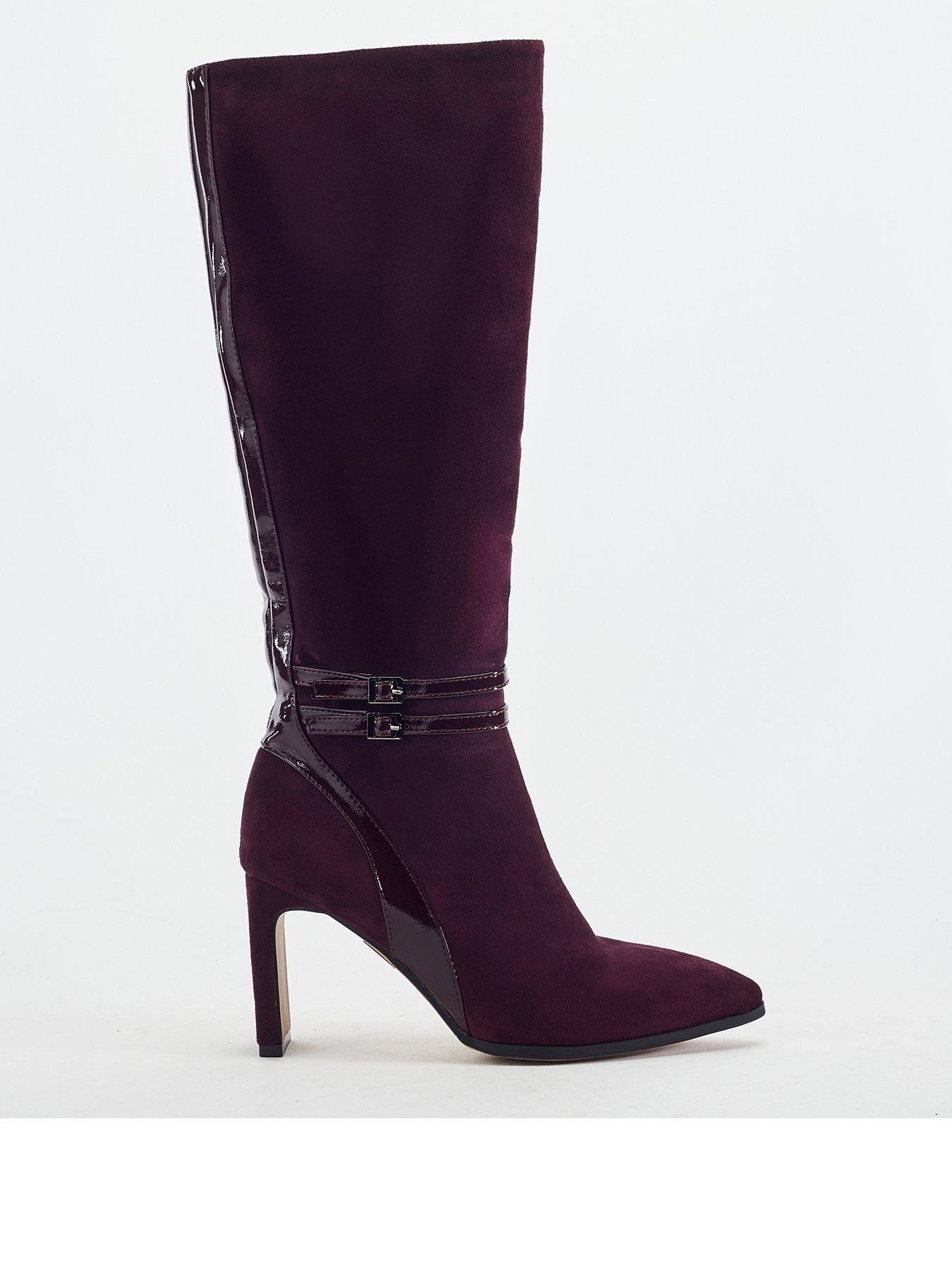 Image 1 of 4 of Moda In Pelle Womens Solstice Knee High Alcantara Boots - Burgundy