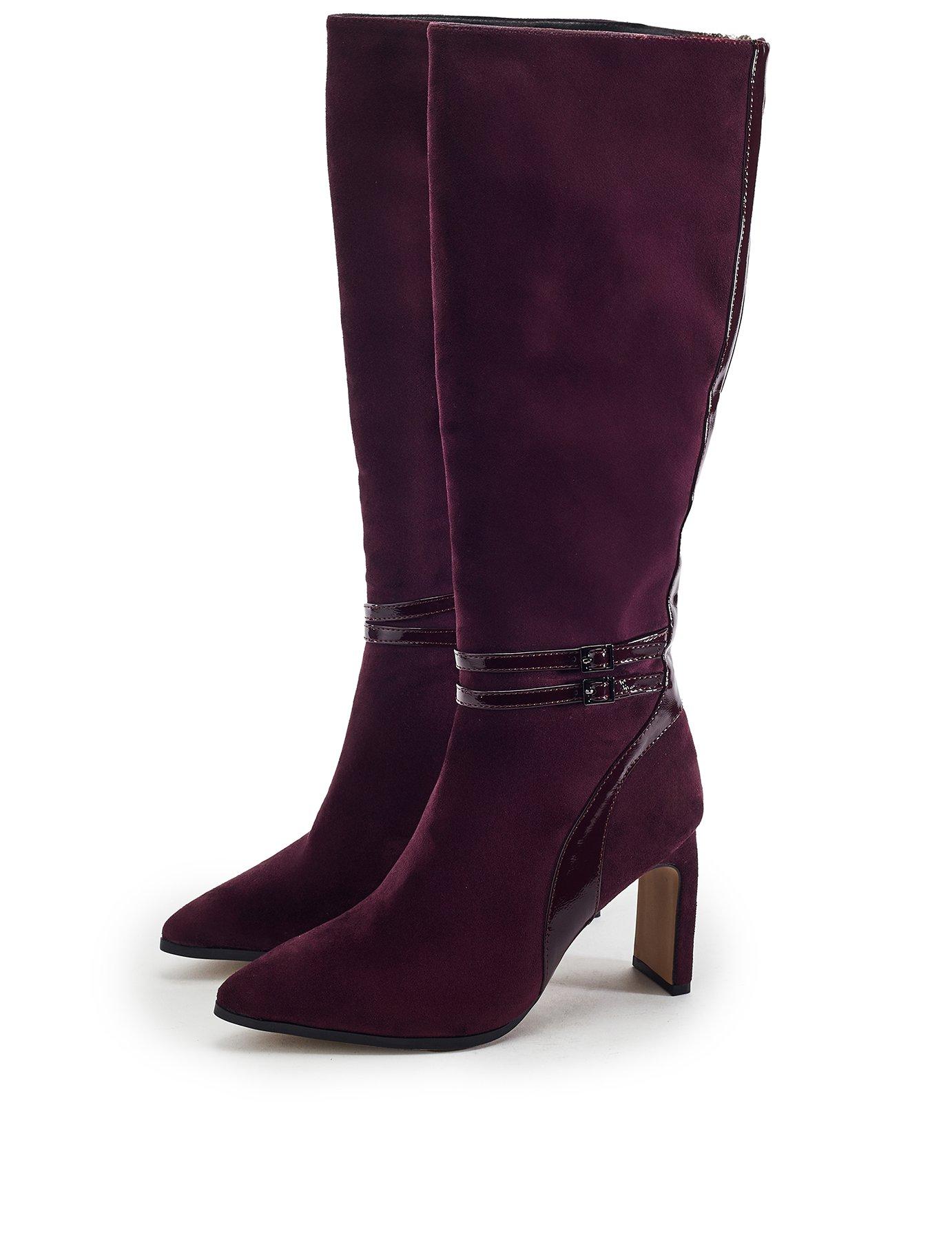 Image 2 of 4 of Moda In Pelle Womens Solstice Knee High Alcantara Boots - Burgundy