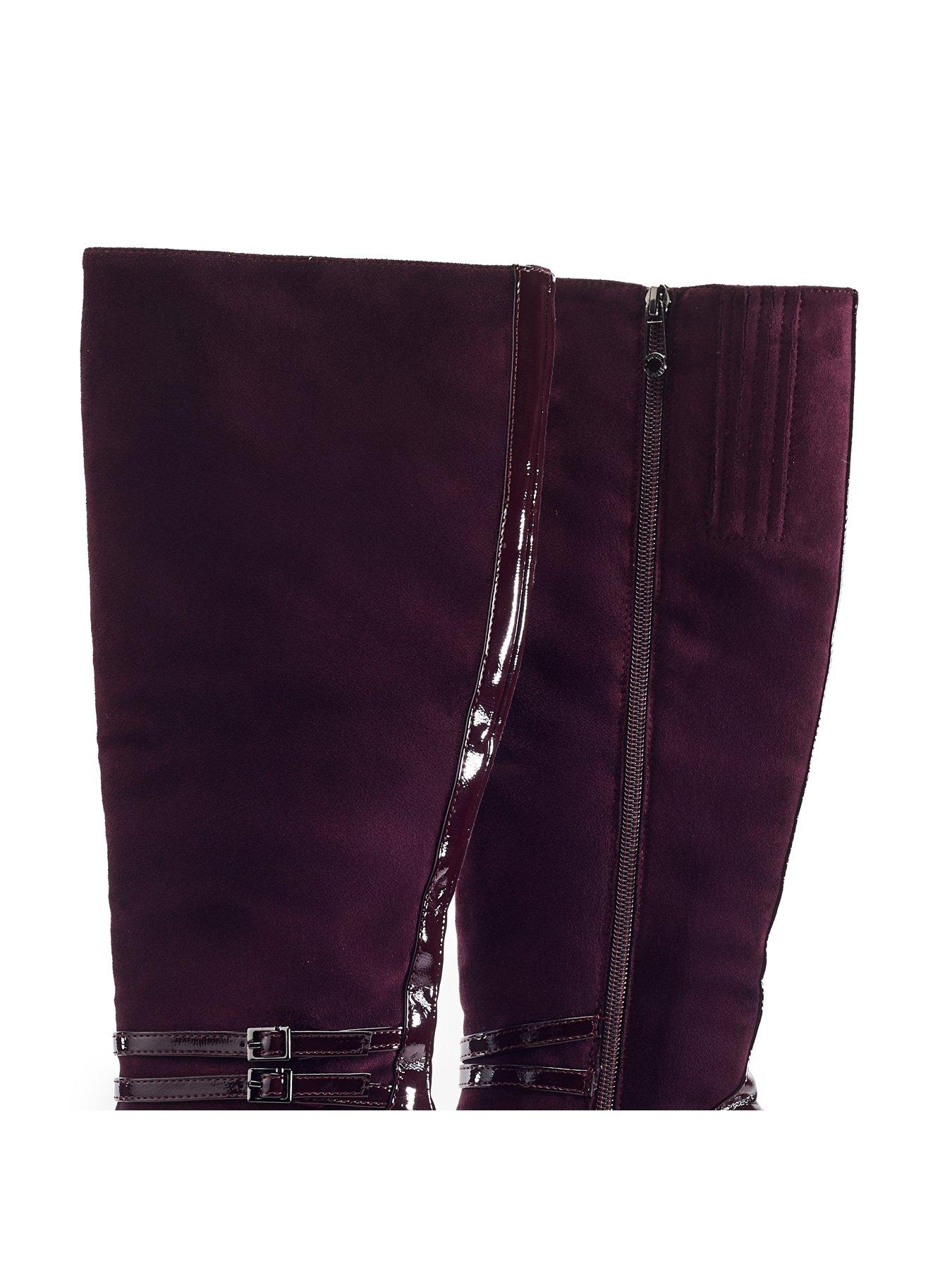 Image 3 of 4 of Moda In Pelle Womens Solstice Knee High Alcantara Boots - Burgundy