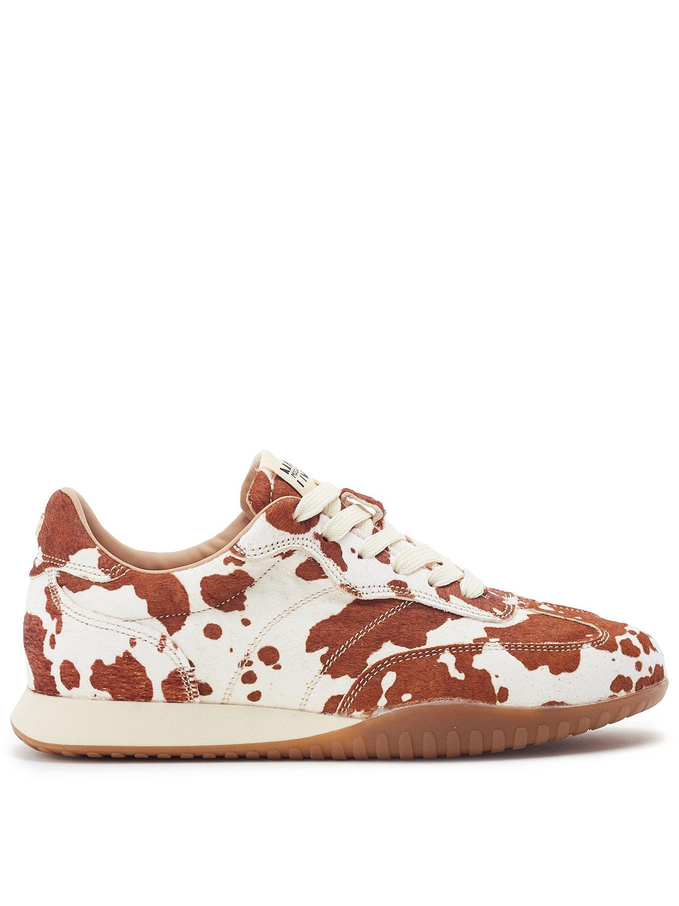 Image 1 of 6 of Moda In Pelle Womens Aveline Cow Print Pony Hair Trainers - Brown