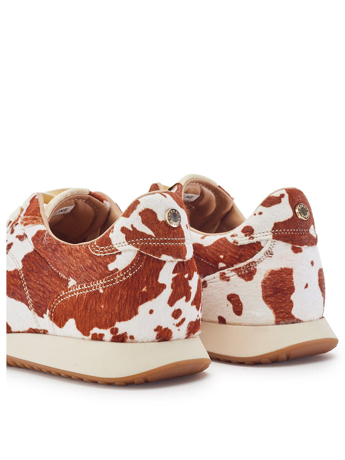 Image 3 of 6 of Moda In Pelle Womens Aveline Cow Print Pony Hair Trainers - Brown
