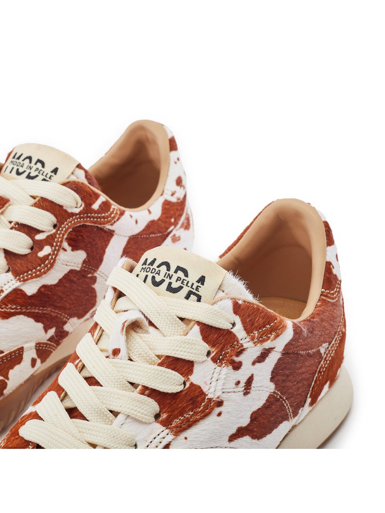 Image 6 of 6 of Moda In Pelle Womens Aveline Cow Print Pony Hair Trainers - Brown