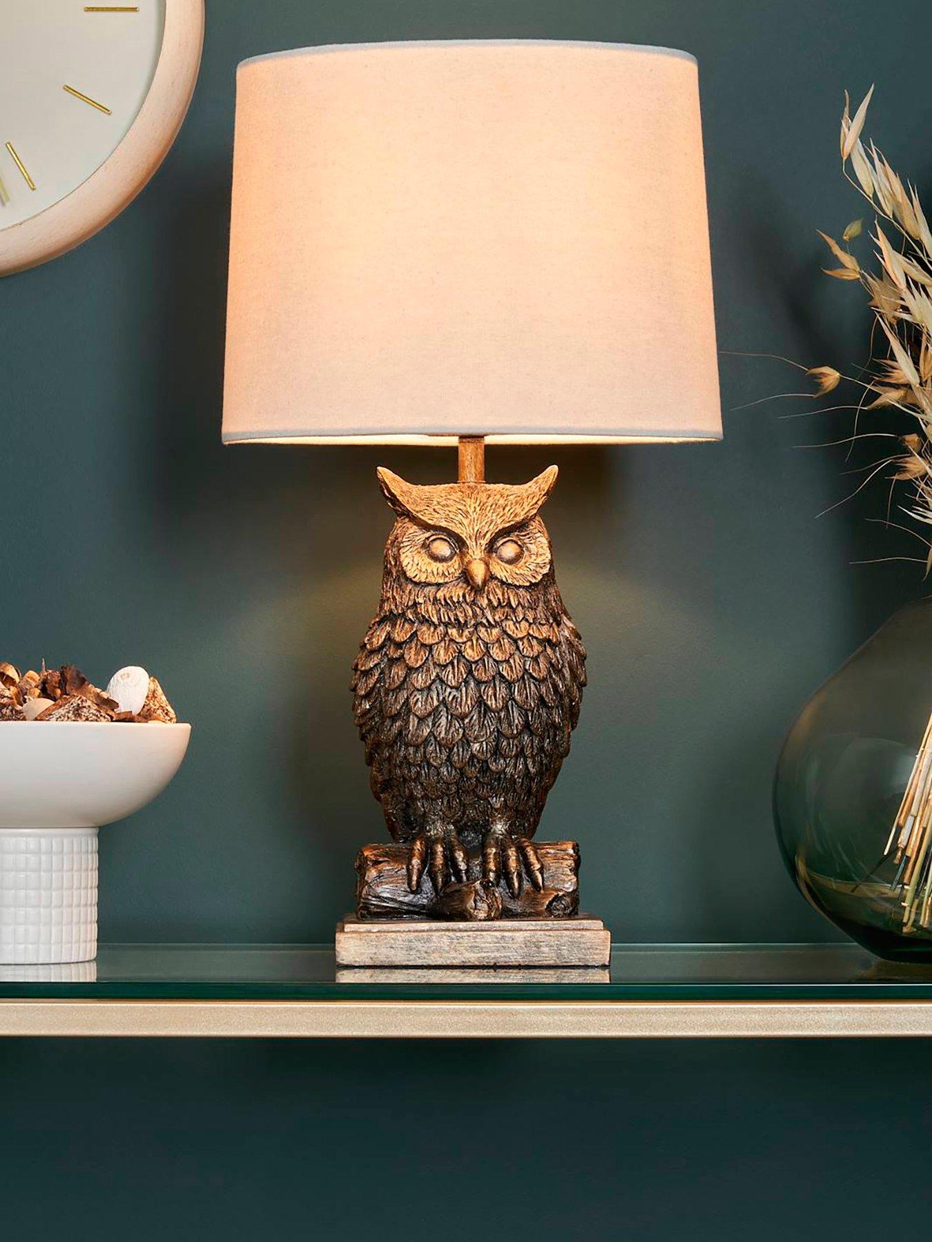 Image 1 of 5 of BHS Owl Table Lamp Bronze/black