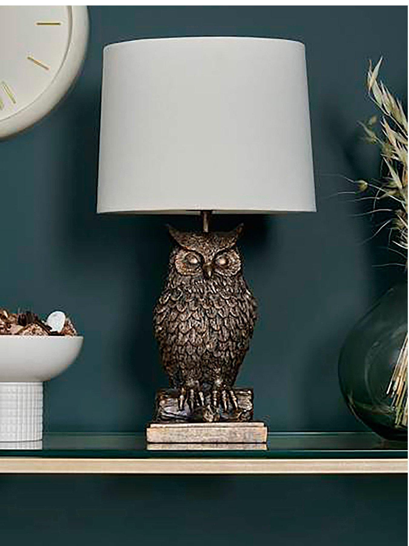 Image 2 of 5 of BHS Owl Table Lamp Bronze/black