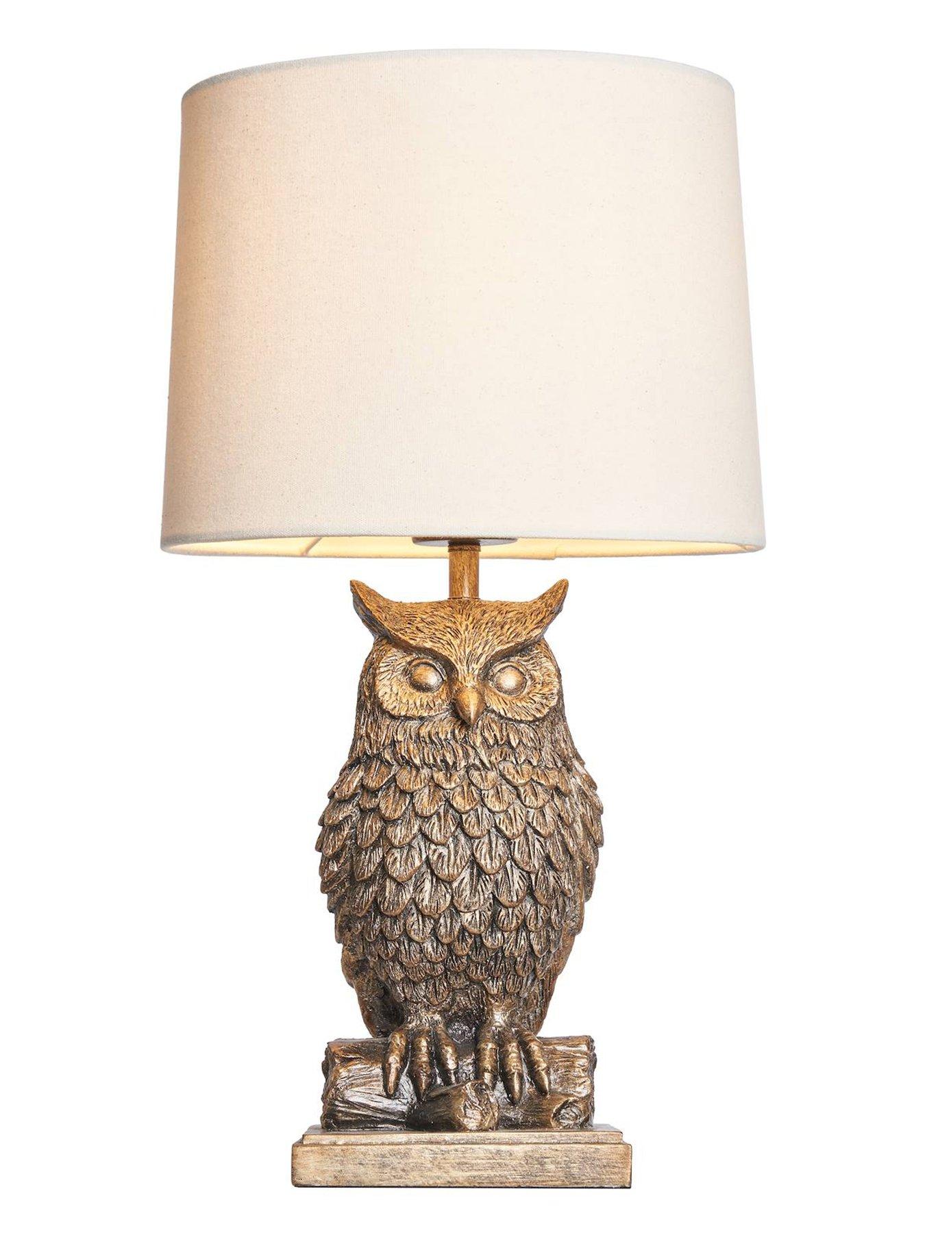 Image 4 of 5 of BHS Owl Table Lamp Bronze/black