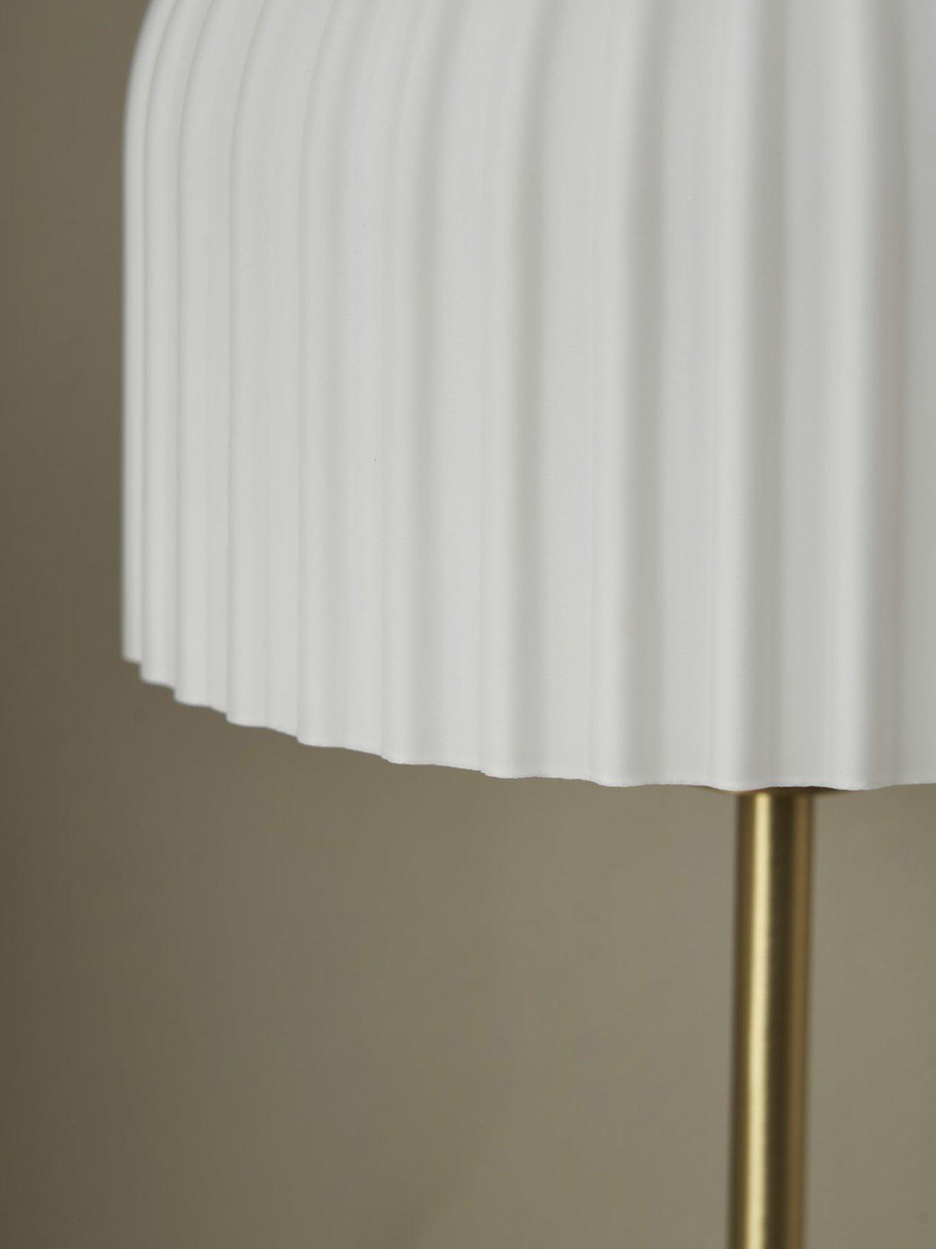 Image 4 of 5 of BHS Binita Glass Ribbed Table Lamp Opal & Brass