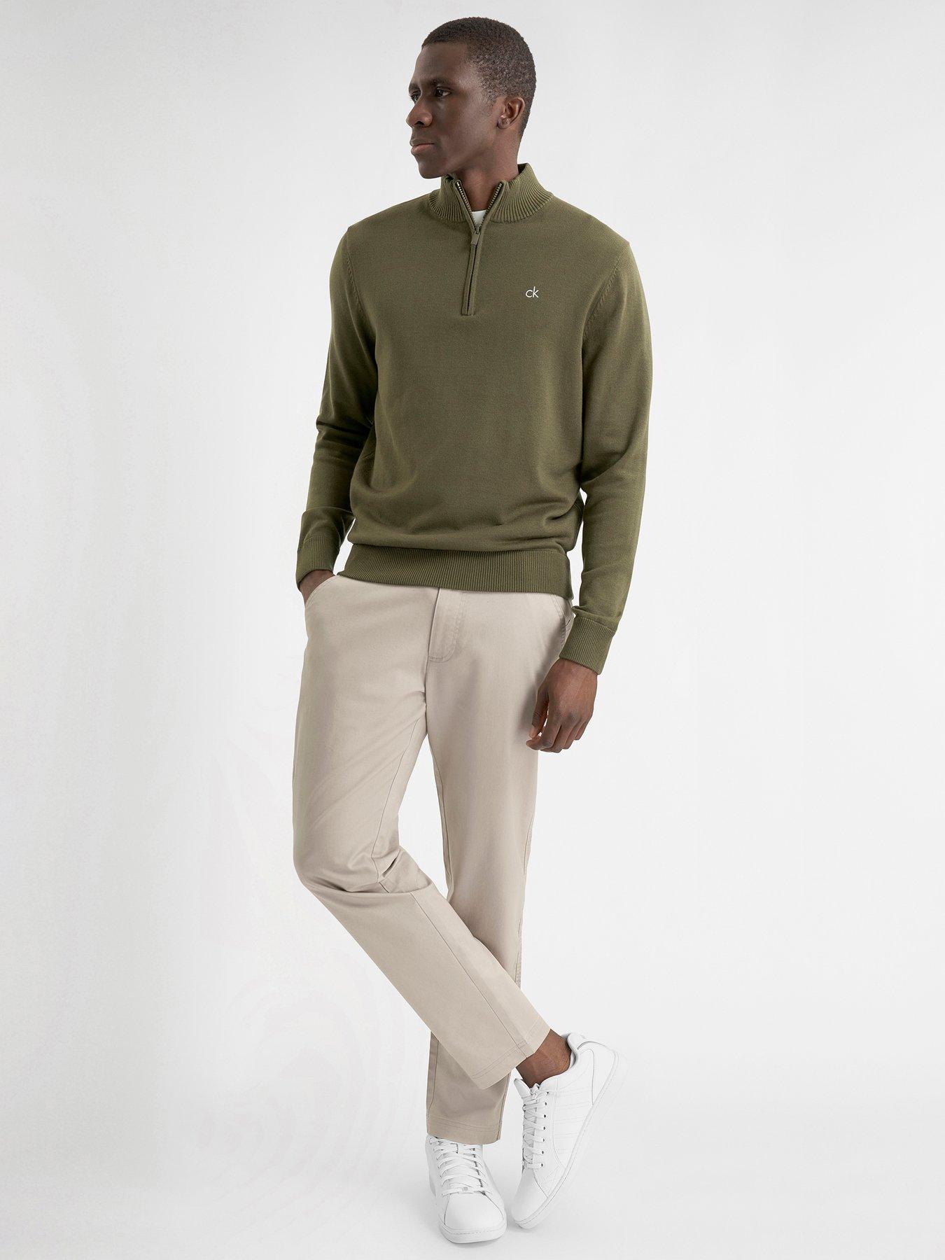 Image 2 of 4 of Calvin Klein Golf Mens Golf Avenue Half Zip Rib Trim Sweater - Green
