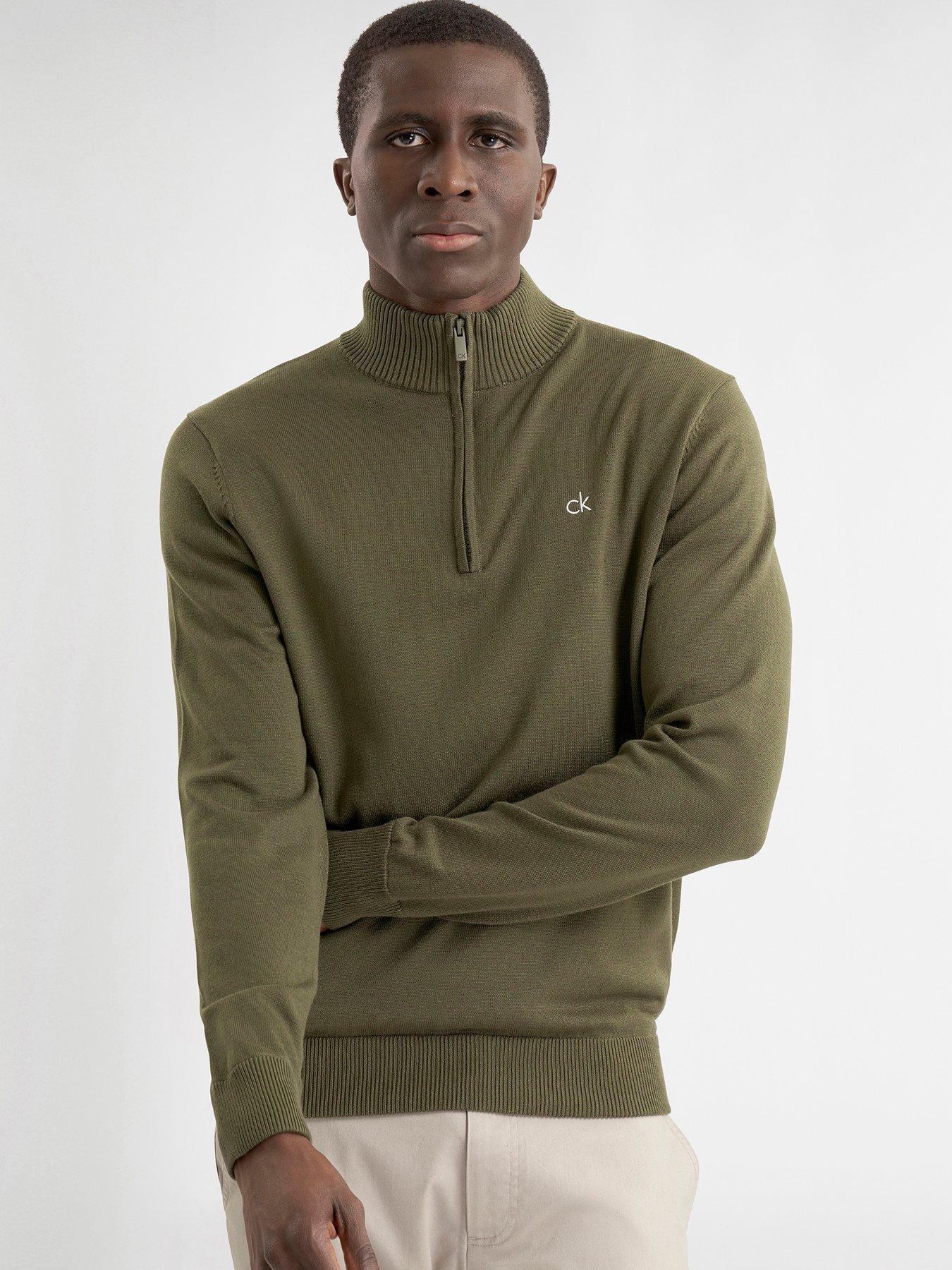 Image 3 of 4 of Calvin Klein Golf Mens Golf Avenue Half Zip Rib Trim Sweater - Green