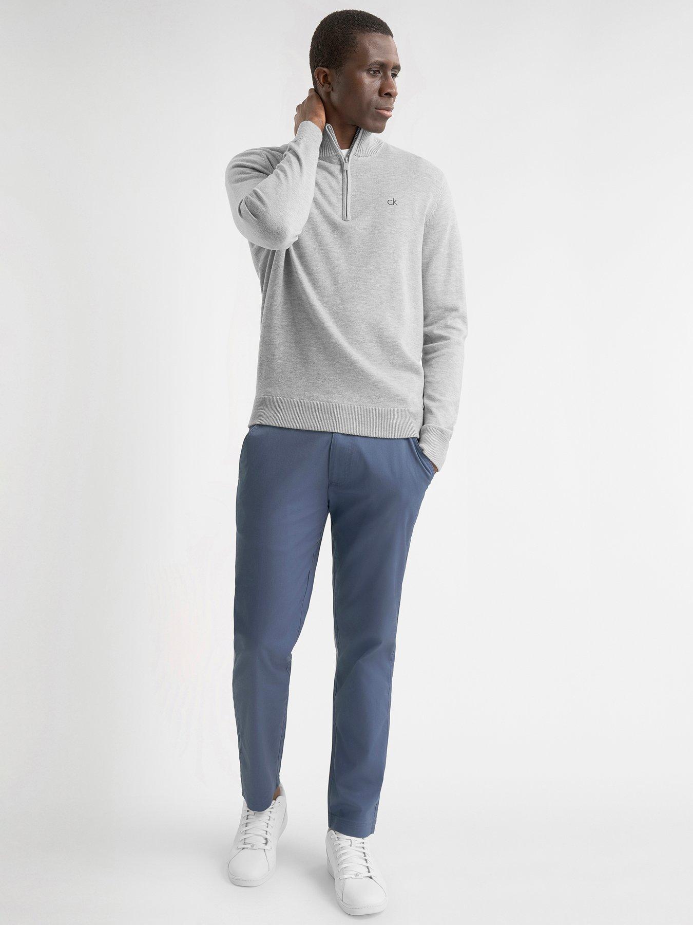 Image 2 of 4 of Calvin Klein Golf Mens Golf Avenue Half Zip Ribbed Trim Sweater - Grey