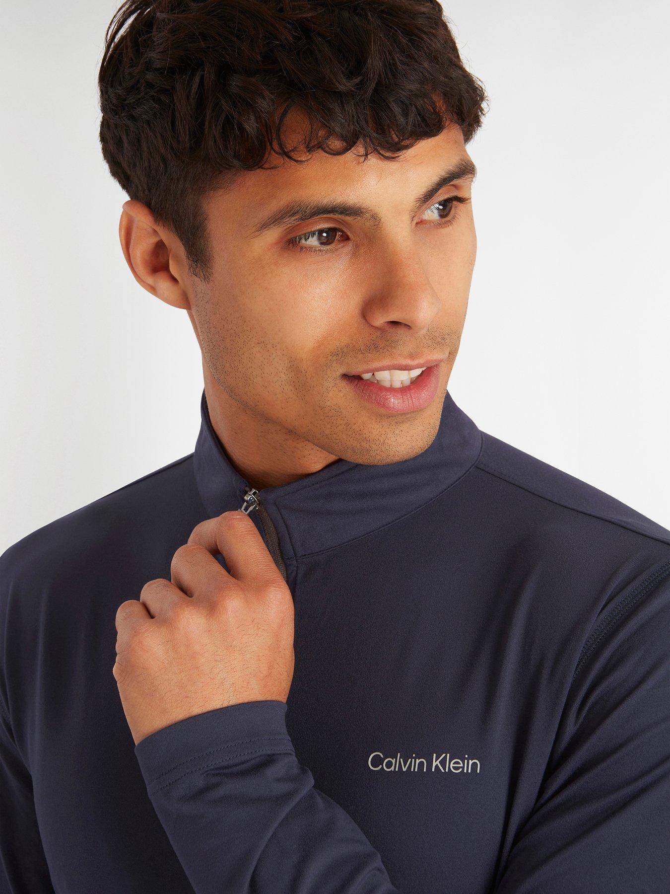 Image 4 of 4 of Calvin Klein Golf Mens Golf Newport Half Zip Stretch Jersey Golf Top - Navy