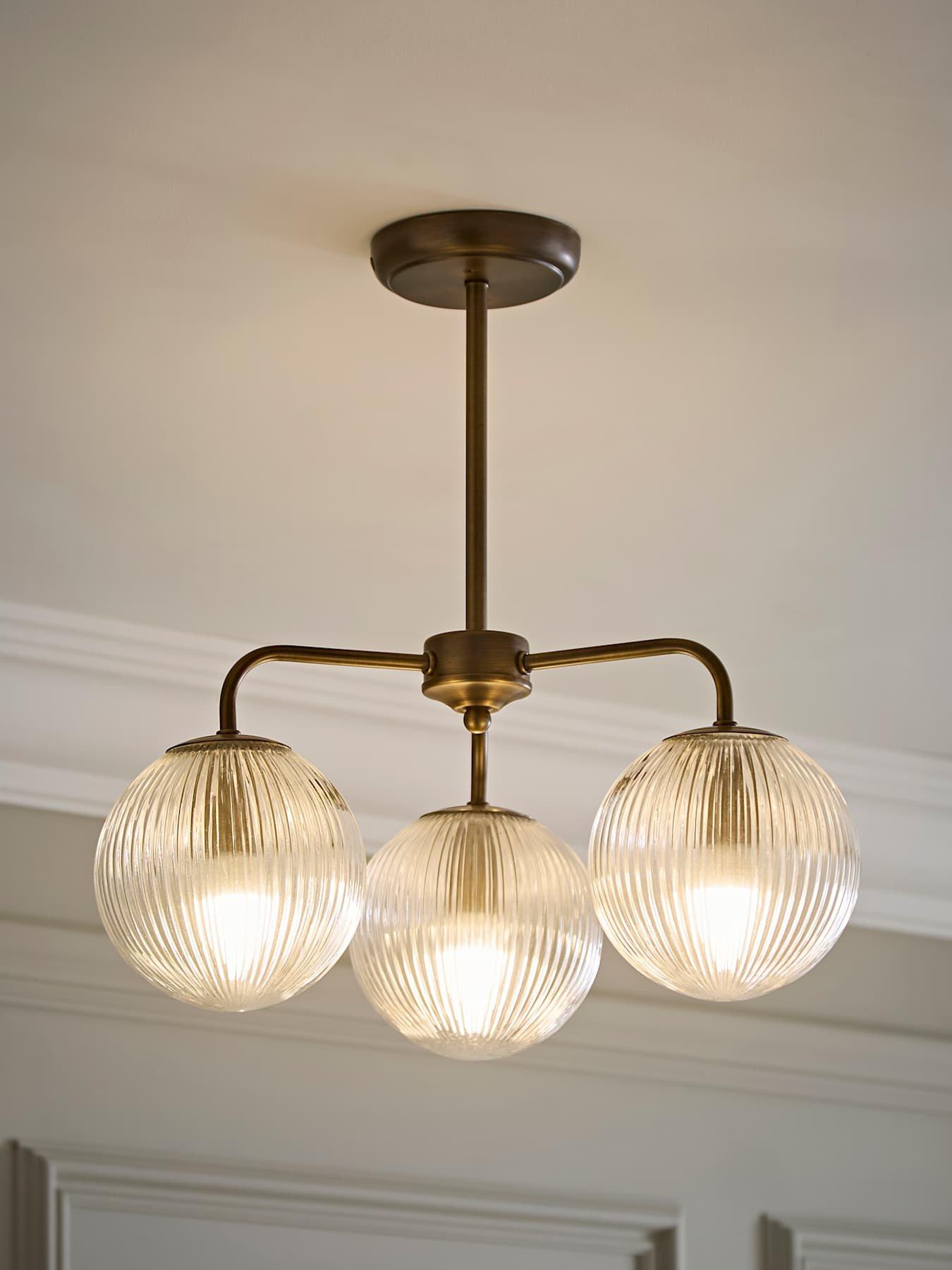 Valuelights Kempton Brushed Brass 3 Arm Chandelier With Bulb (Ip44)