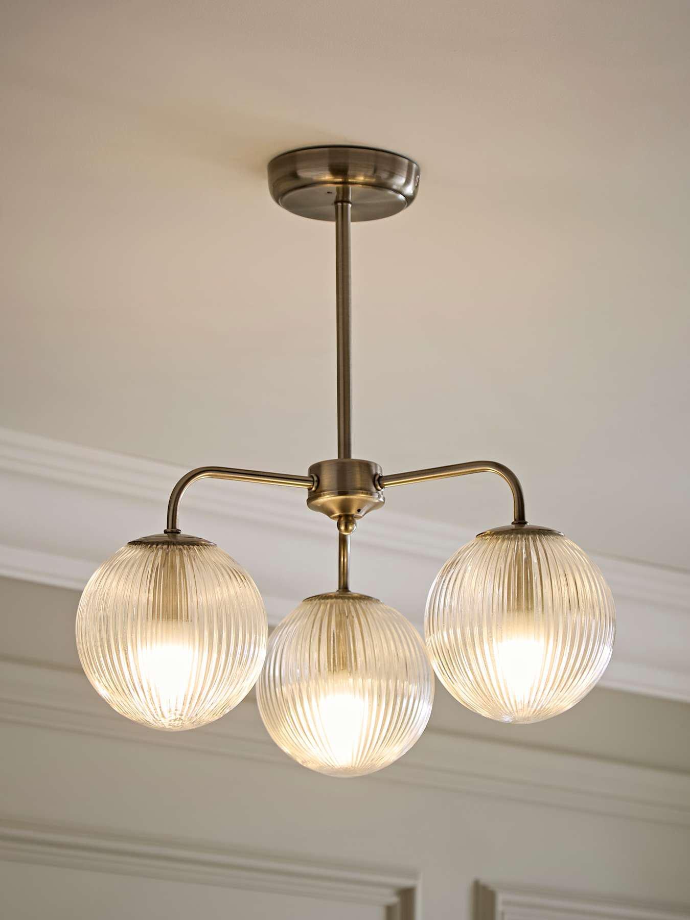 Valuelights Kempton Brushed Chrome 3 Arm Chandelier With Bulb (Ip44)