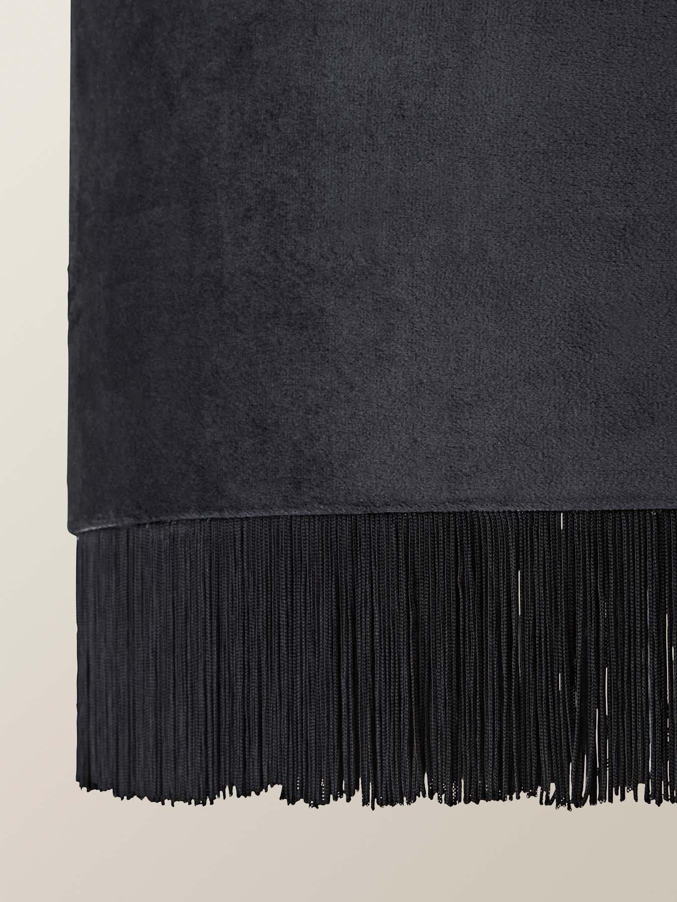 Image 4 of 7 of ValueLights Kimberly Black Velvet Printed Inner Drum Shade With Fringe Trim