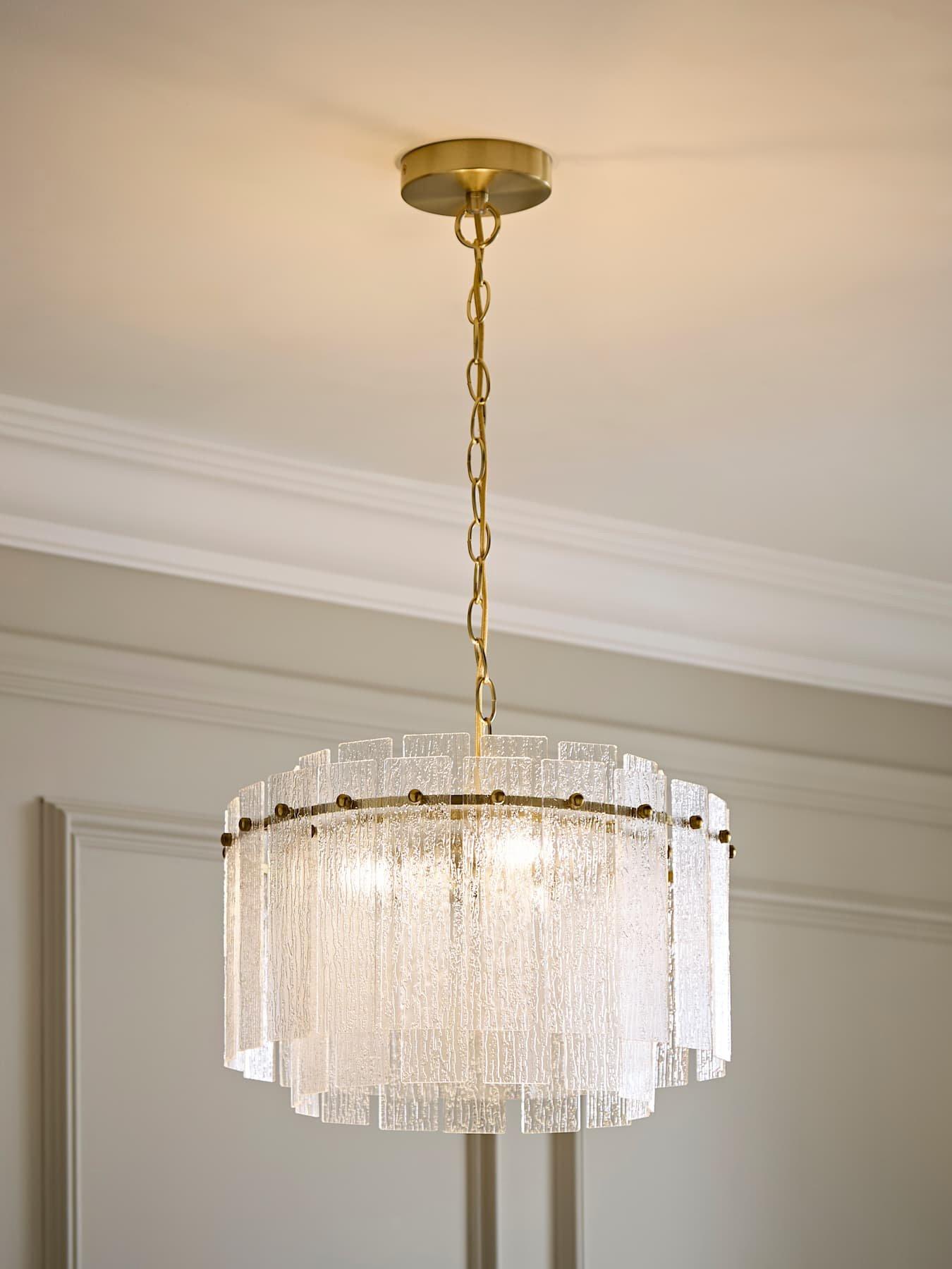 Valuelights Darcy Brushed Gold Frosted Chandelier With Bulb