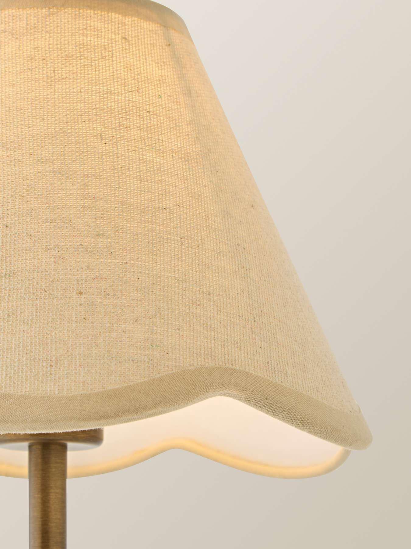 Image 4 of 6 of ValueLights Lowe Brushed Brass Rechargeable Table Lamp With Florie Natural Shade