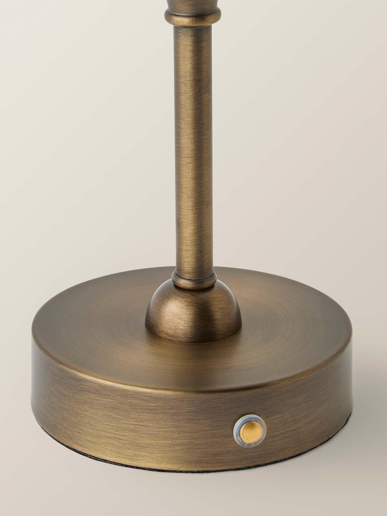 Image 5 of 6 of ValueLights Lowe Brushed Brass Rechargeable Table Lamp With Florie Natural Shade