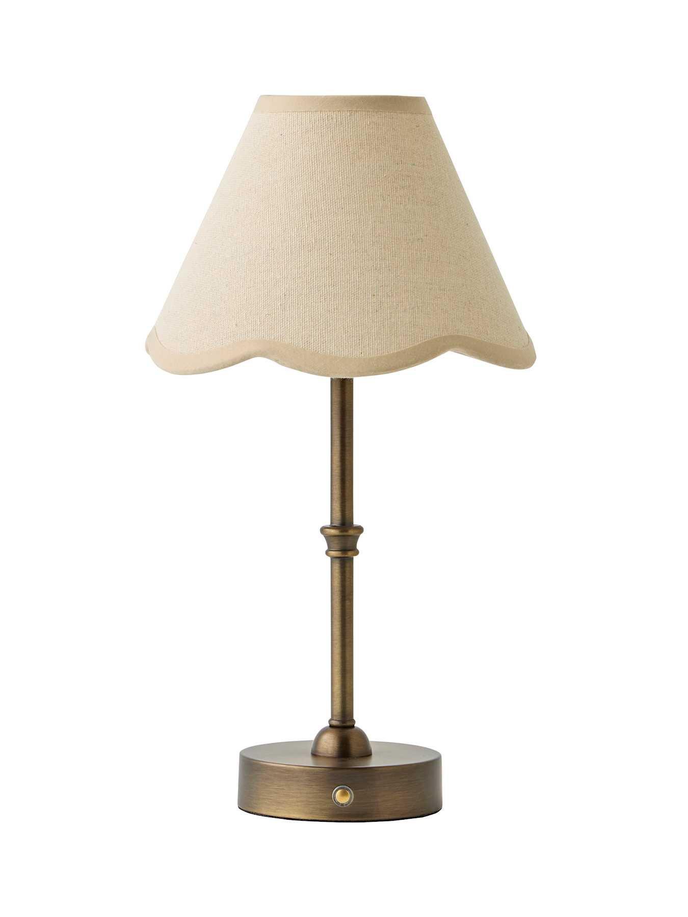 Image 6 of 6 of ValueLights Lowe Brushed Brass Rechargeable Table Lamp With Florie Natural Shade