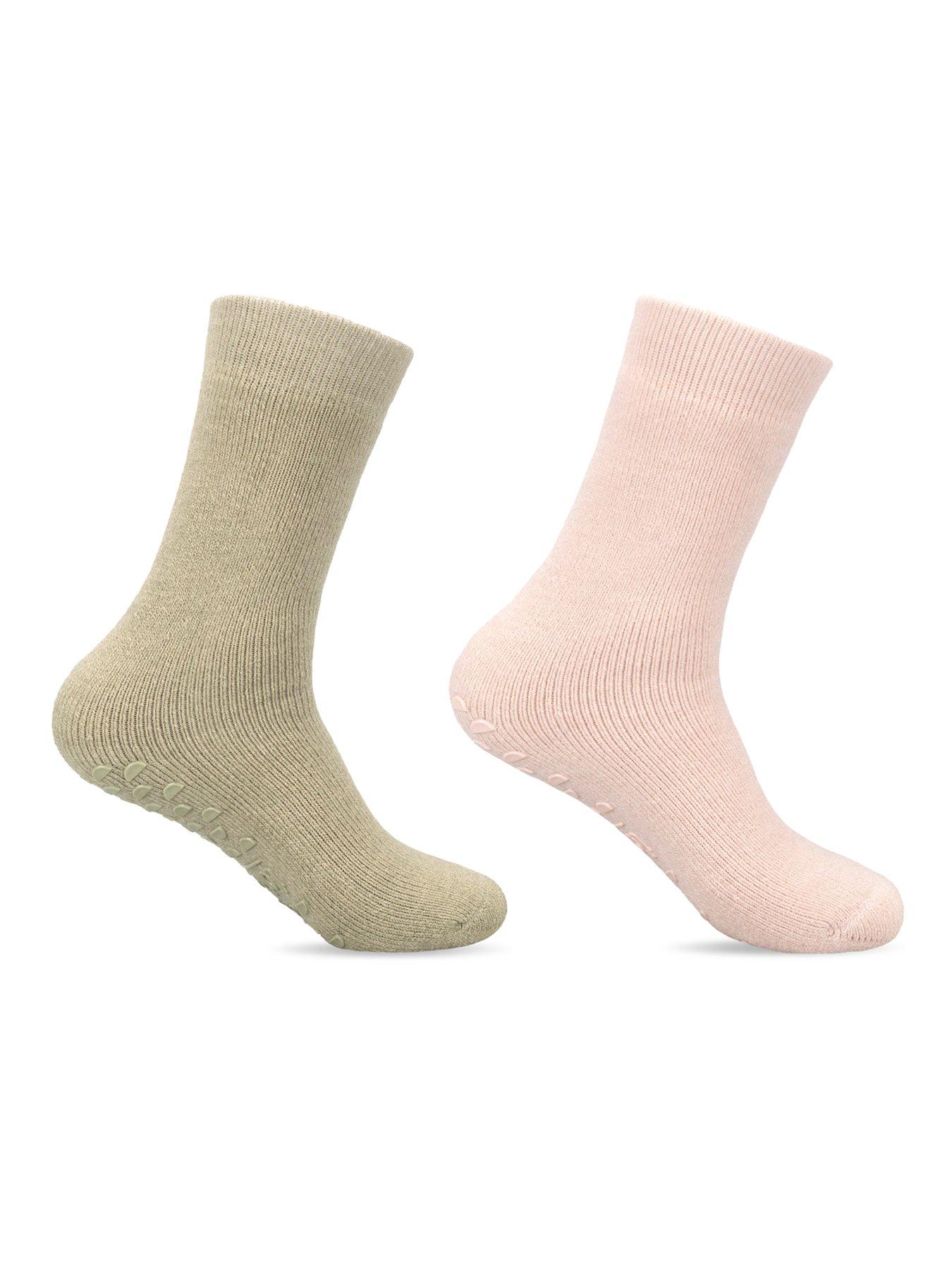 Image 2 of 5 of TOTES Totes Womens 2 Pack Brushed Thermal Original Slipper-sox - Pink/sage