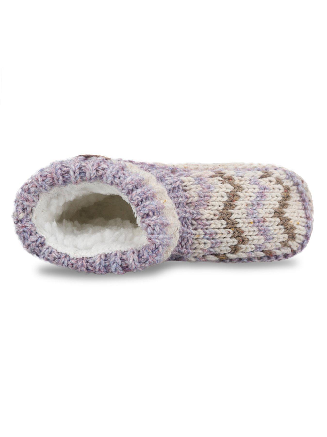 Image 2 of 5 of TOTES Totes Womens Chunky Knit Booties With Sherpa Lining - Purple/oat Mix