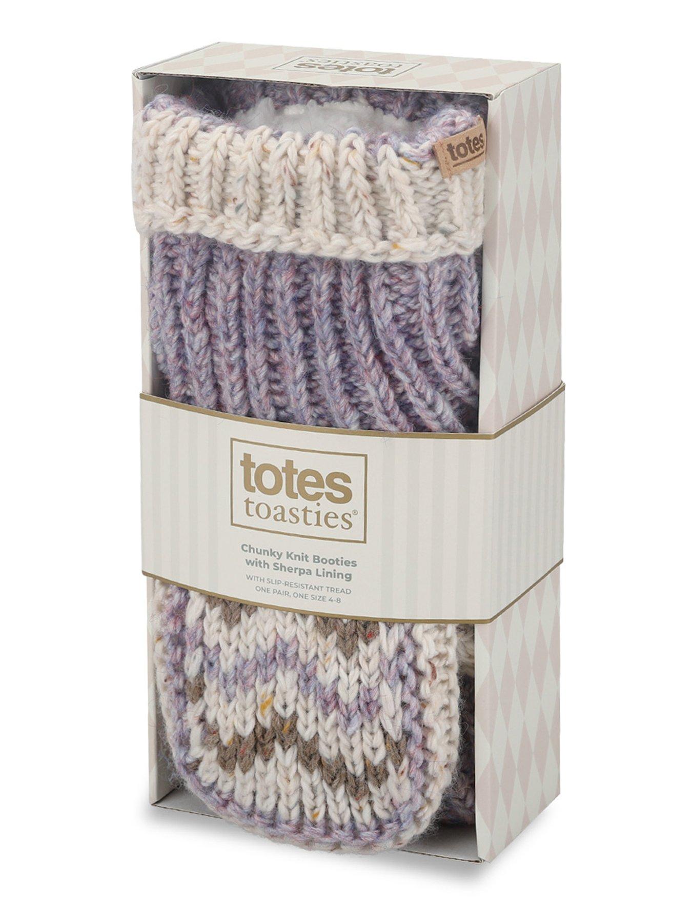 Image 4 of 5 of TOTES Totes Womens Chunky Knit Booties With Sherpa Lining - Purple/oat Mix