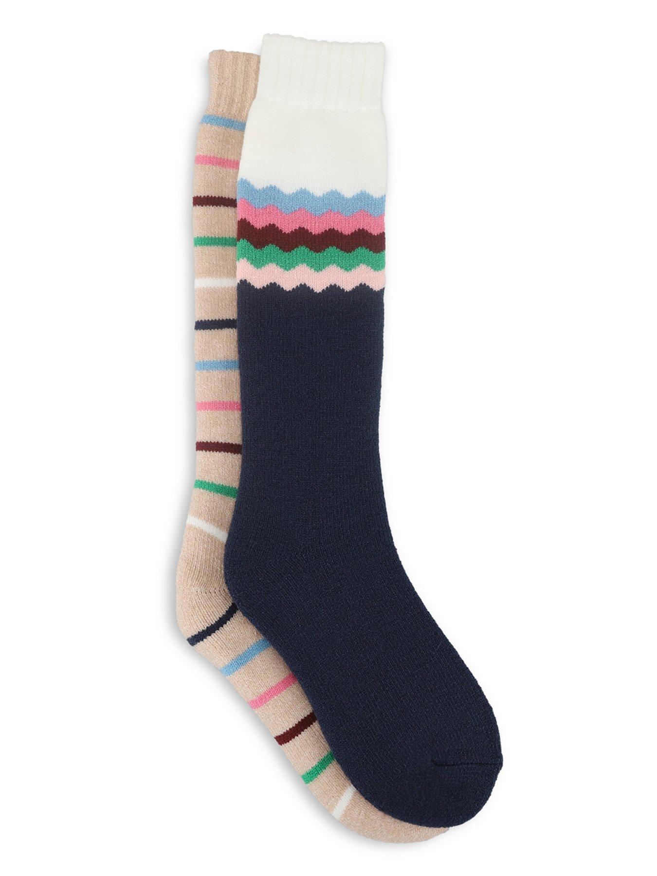 Image 1 of 5 of TOTES Totes Womens 2 Pack Knee High Brushed Welly Socks - Multi