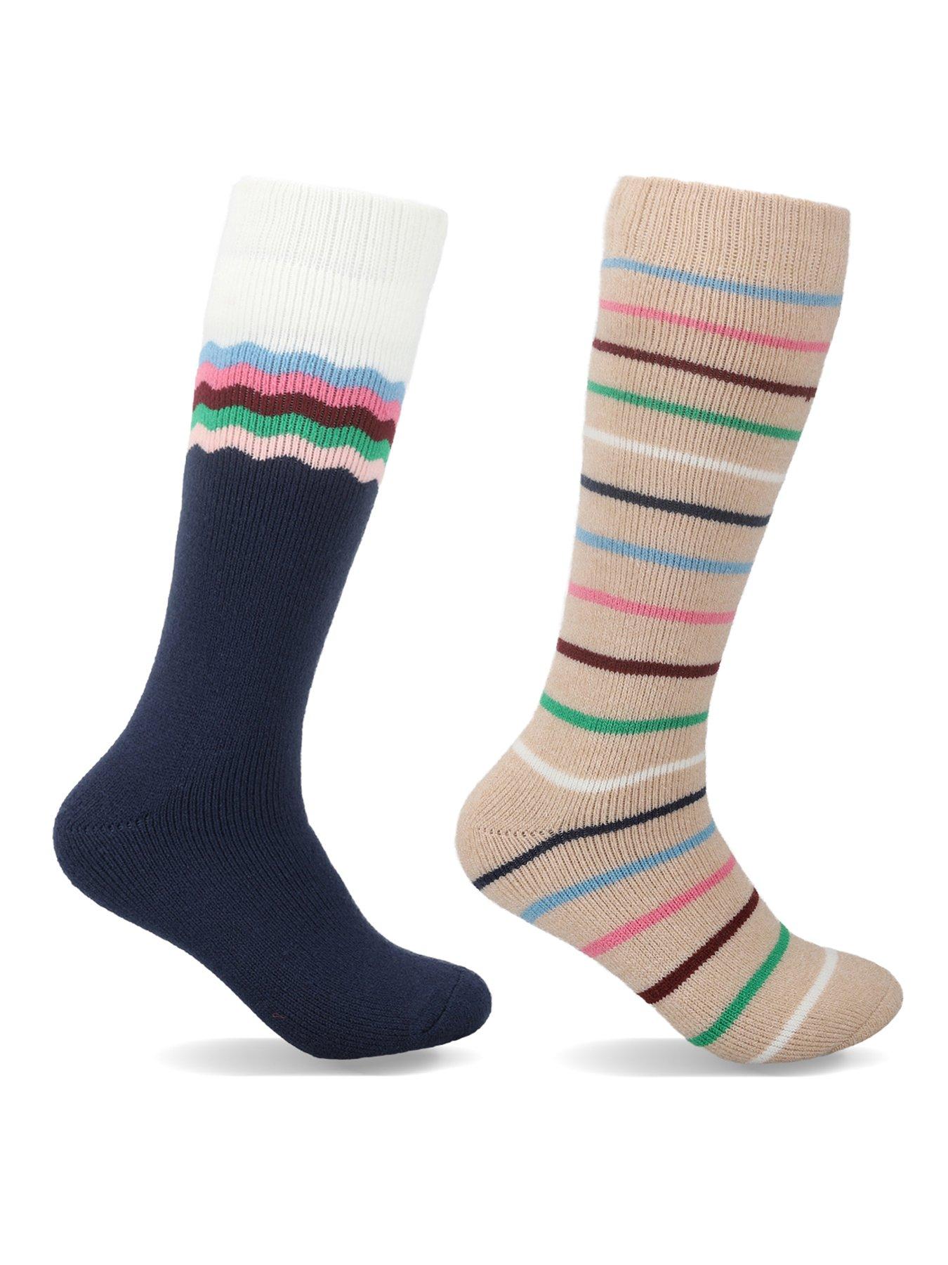 Image 2 of 5 of TOTES Totes Womens 2 Pack Knee High Brushed Welly Socks - Multi