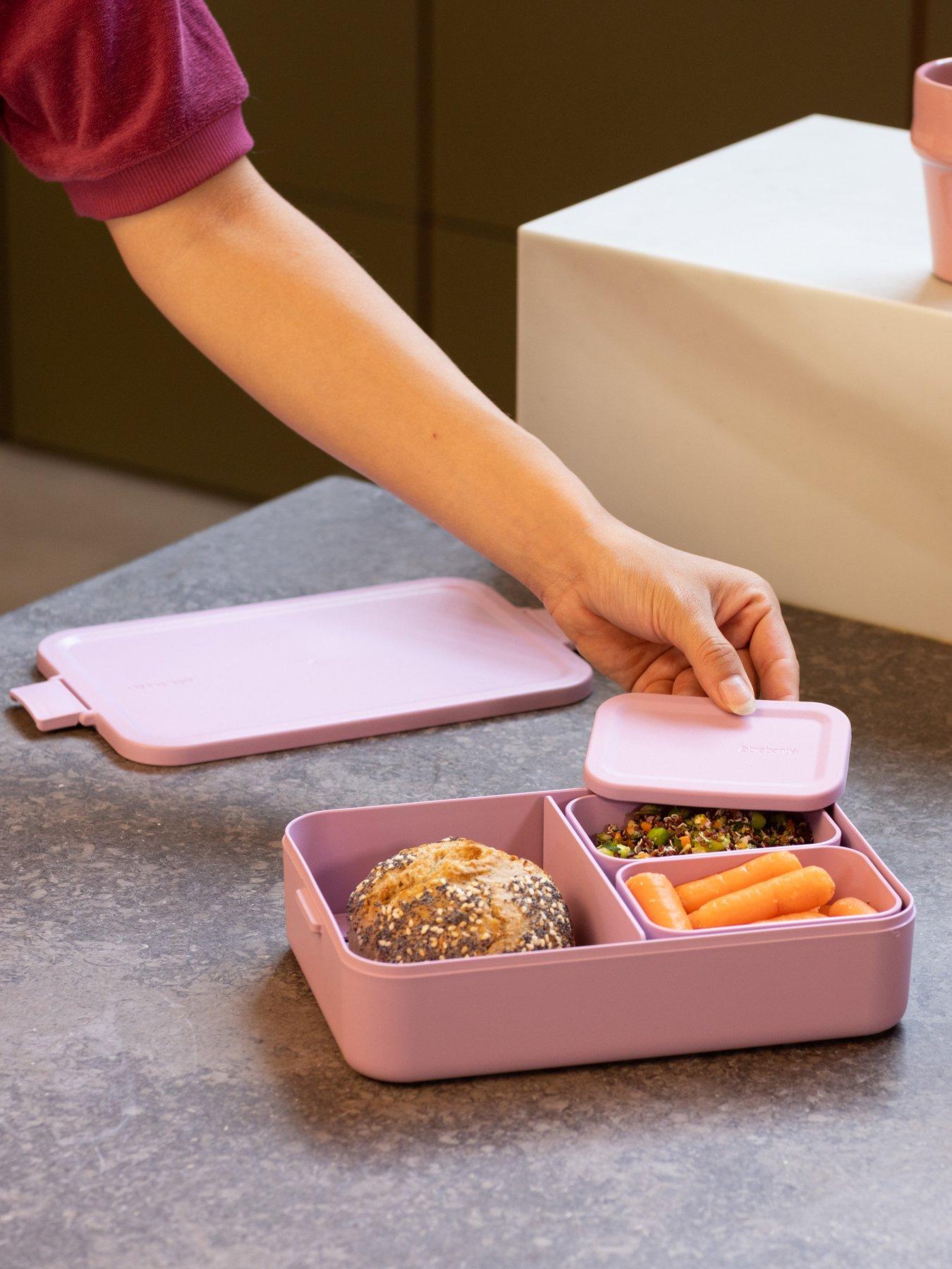 Brabantia Make & Take Lunch Box Bento (2L), Removable Compartments for Food Separation, Plastic Food Container Lid with Clips, Bento Box, Dishwasher & Microwave Safe, Lilac Pink, 25.5 x 16.7 x 6.2 cm - Image 3