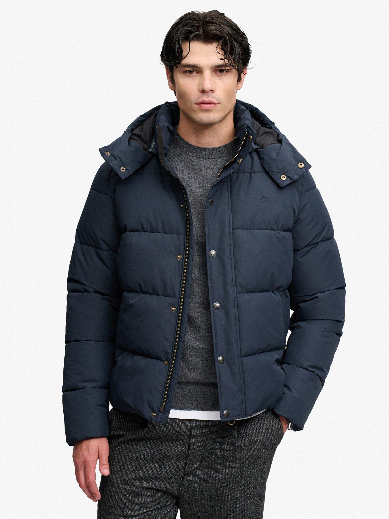Image 1 of 7 of Superdry Superdry Premium Hood Puffer Jacket - Navy